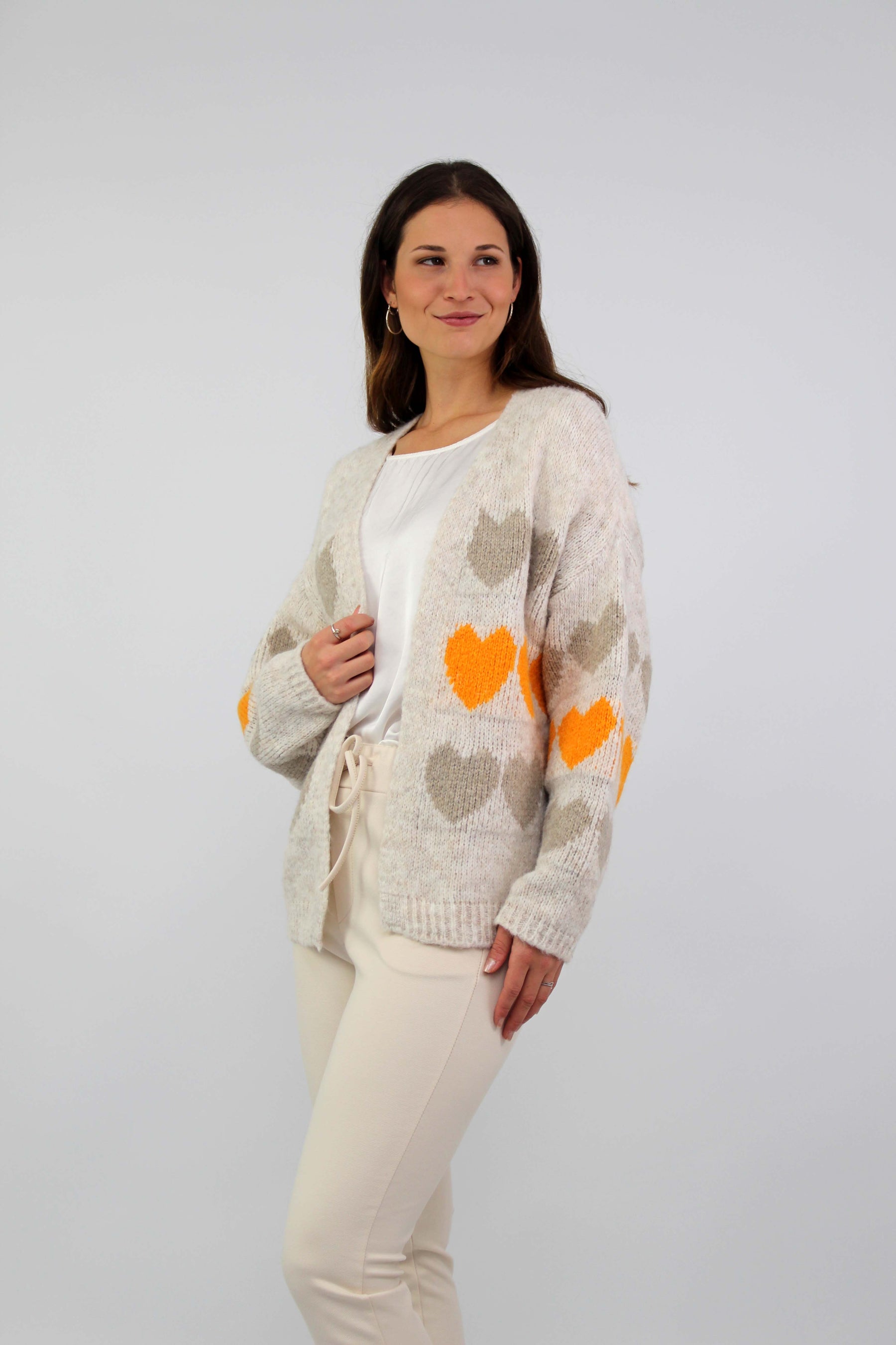 Strickjacke "Heart" - Creme