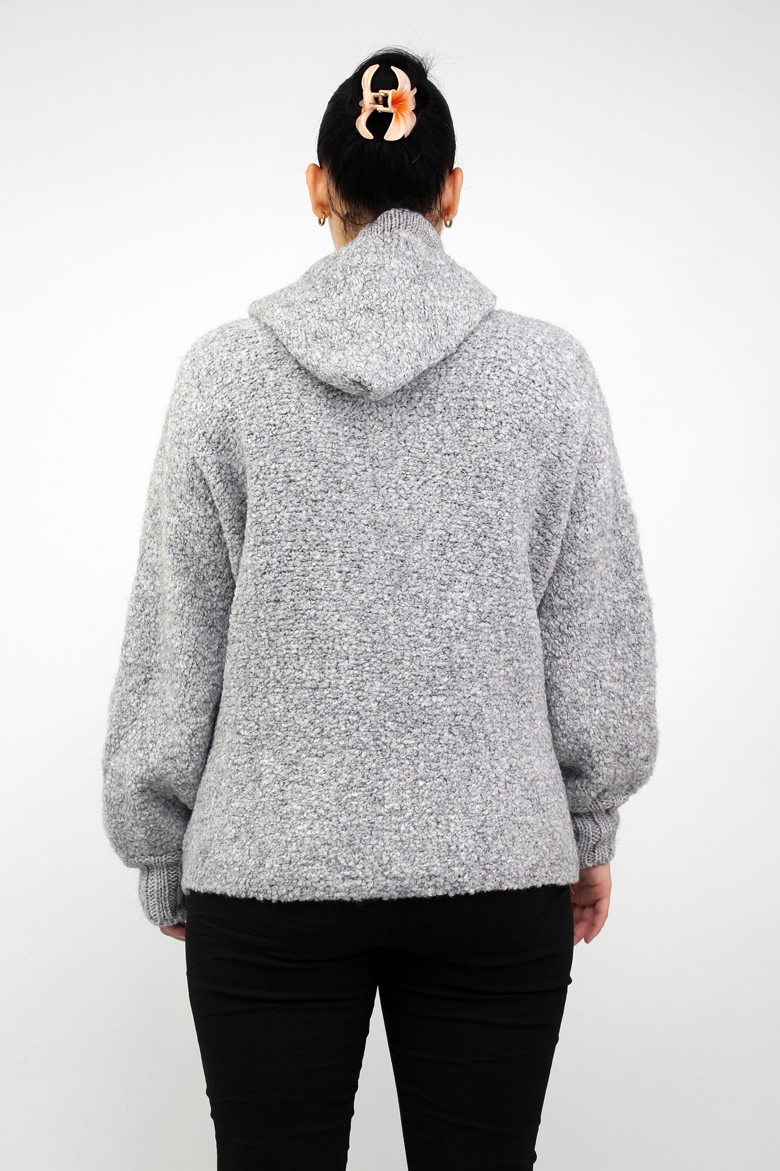 Pullover "Bouclee mit Kapuze" - Grau