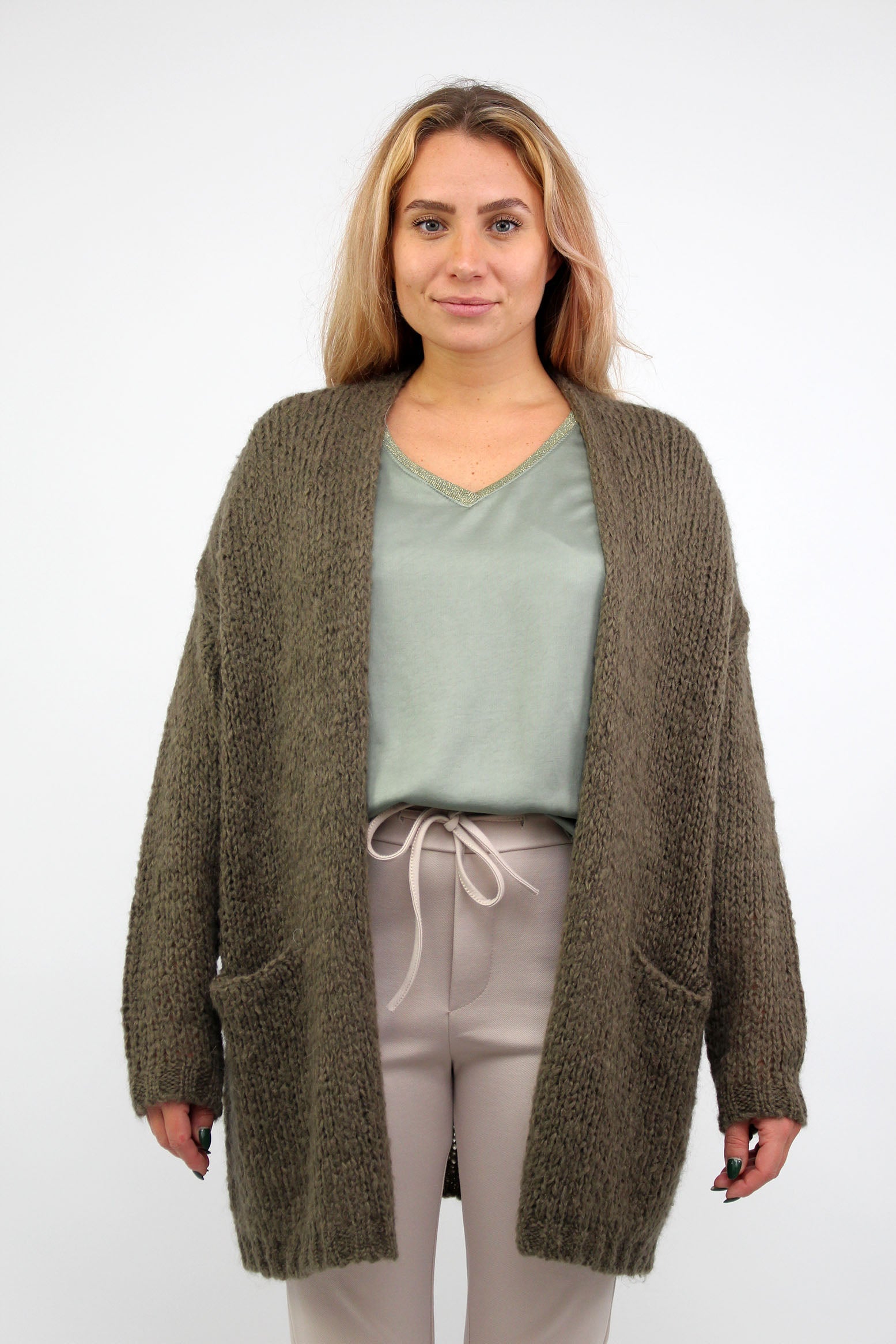 Strickjacke "Vintage" - Khaki