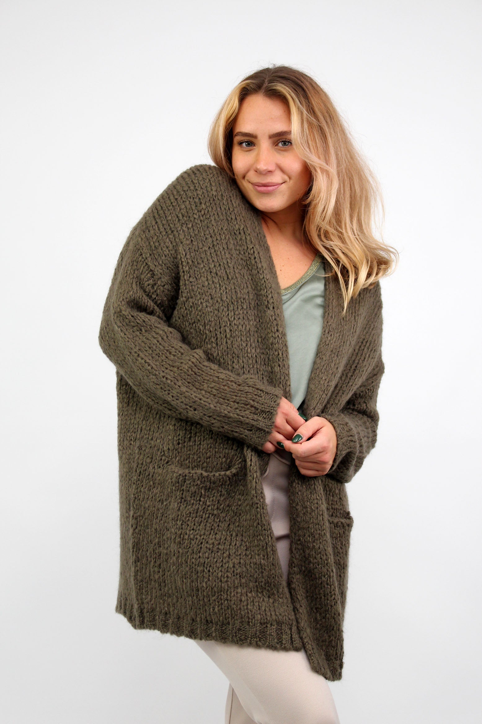 Strickjacke "Vintage" - Khaki