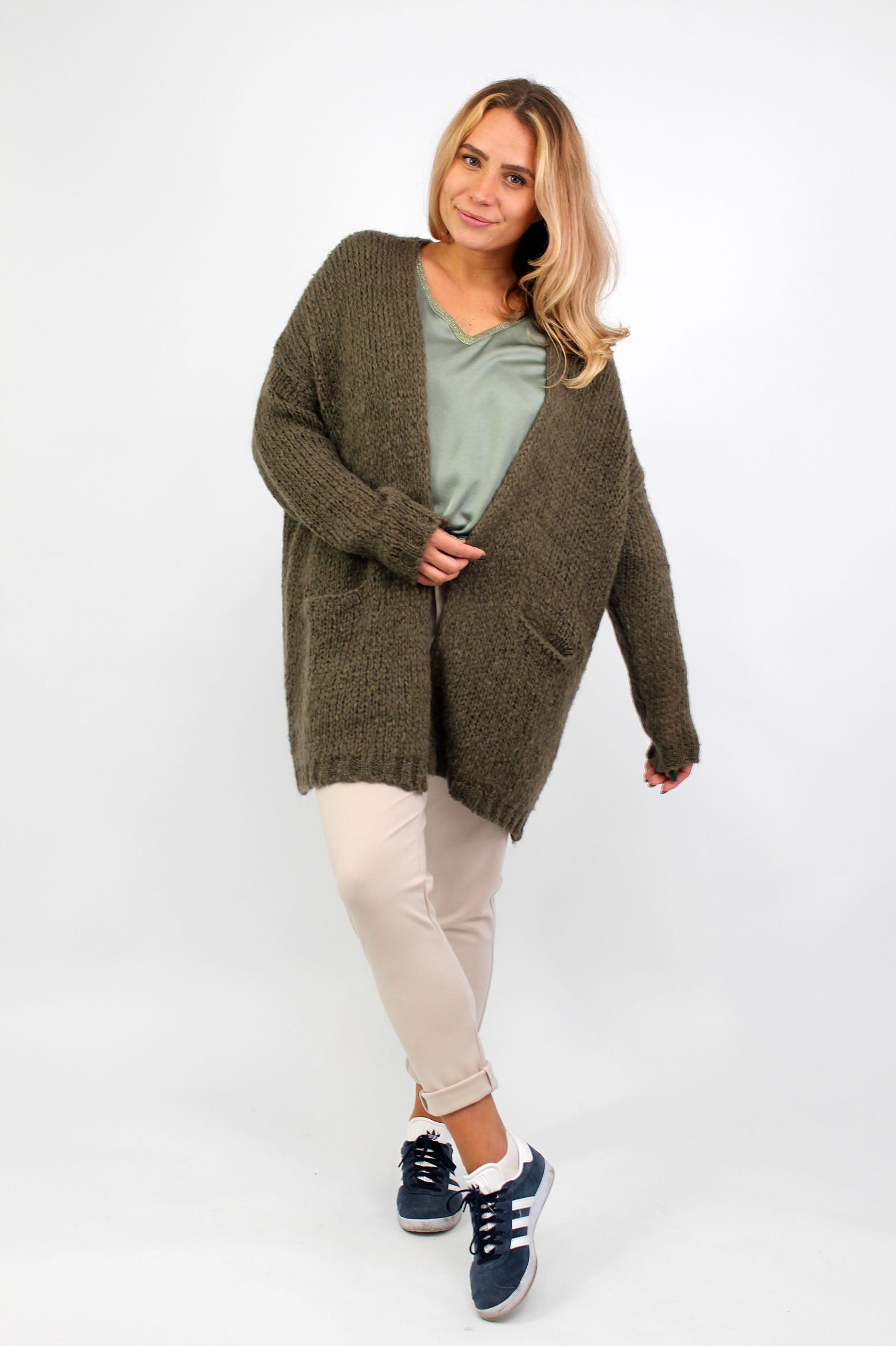 Strickjacke "Vintage" - Khaki