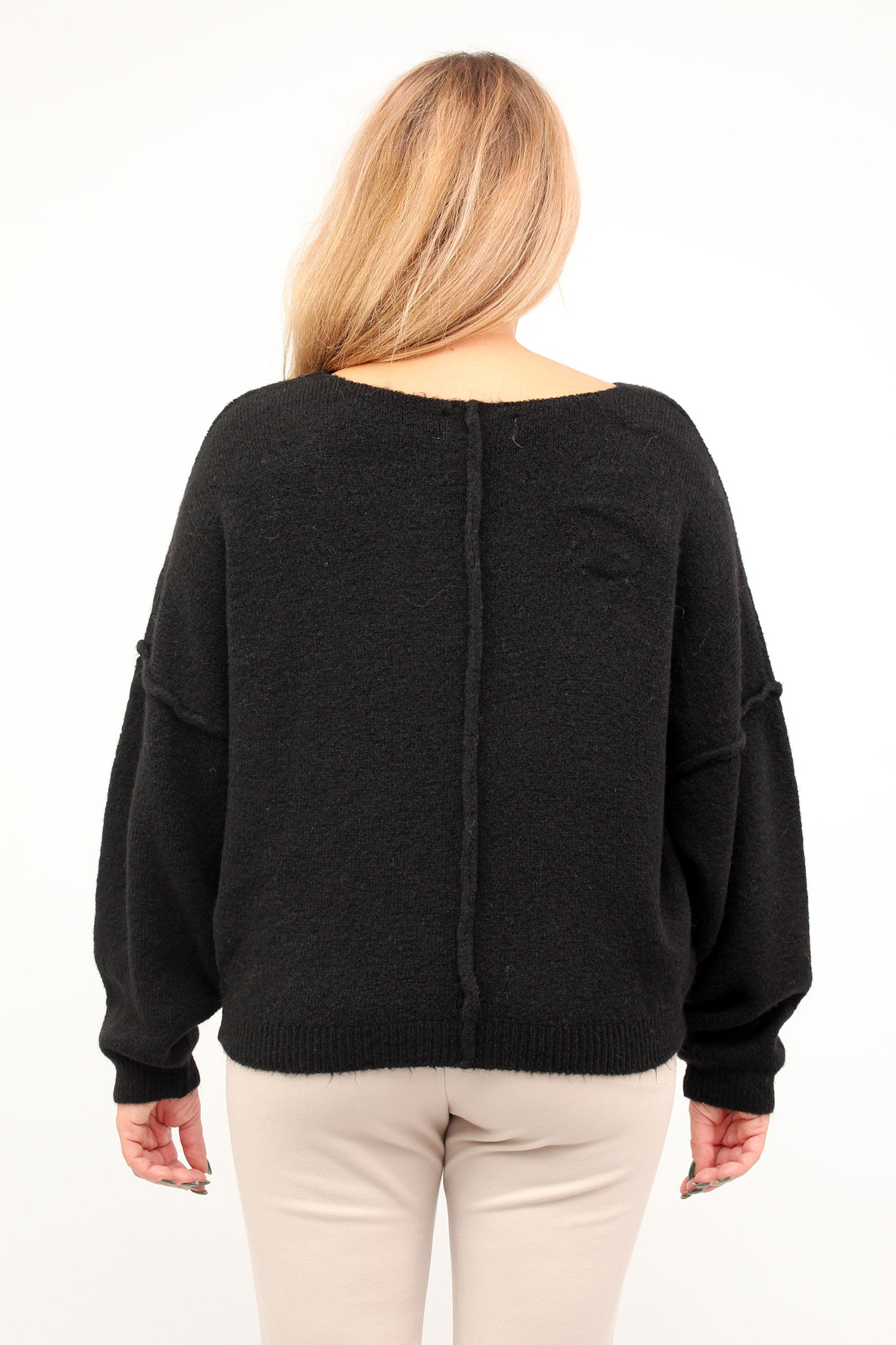 Pullover mit aufgesetzter Naht - Schwarz
