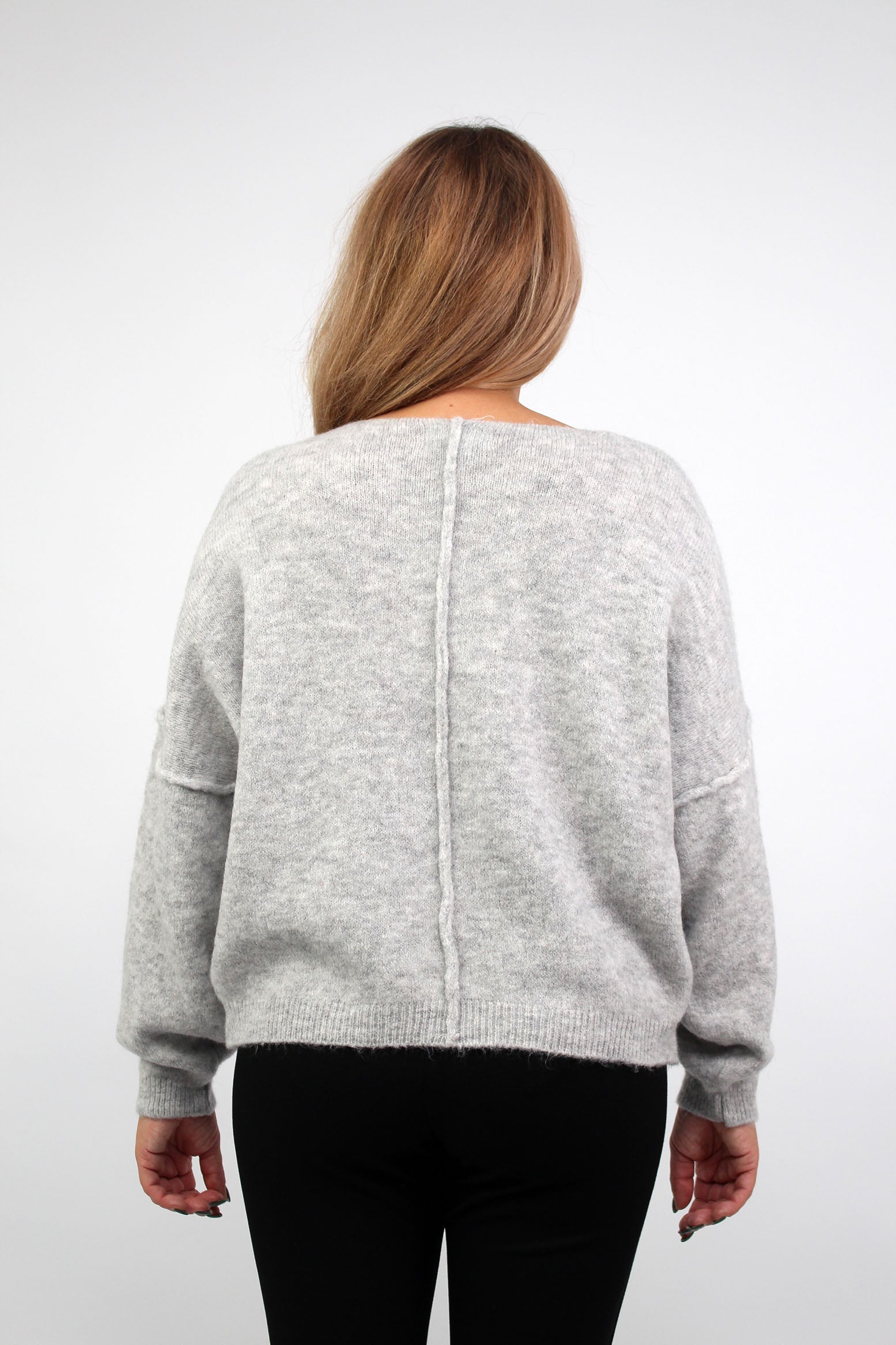 Pullover mit aufgesetzter Naht - Hellgrau
