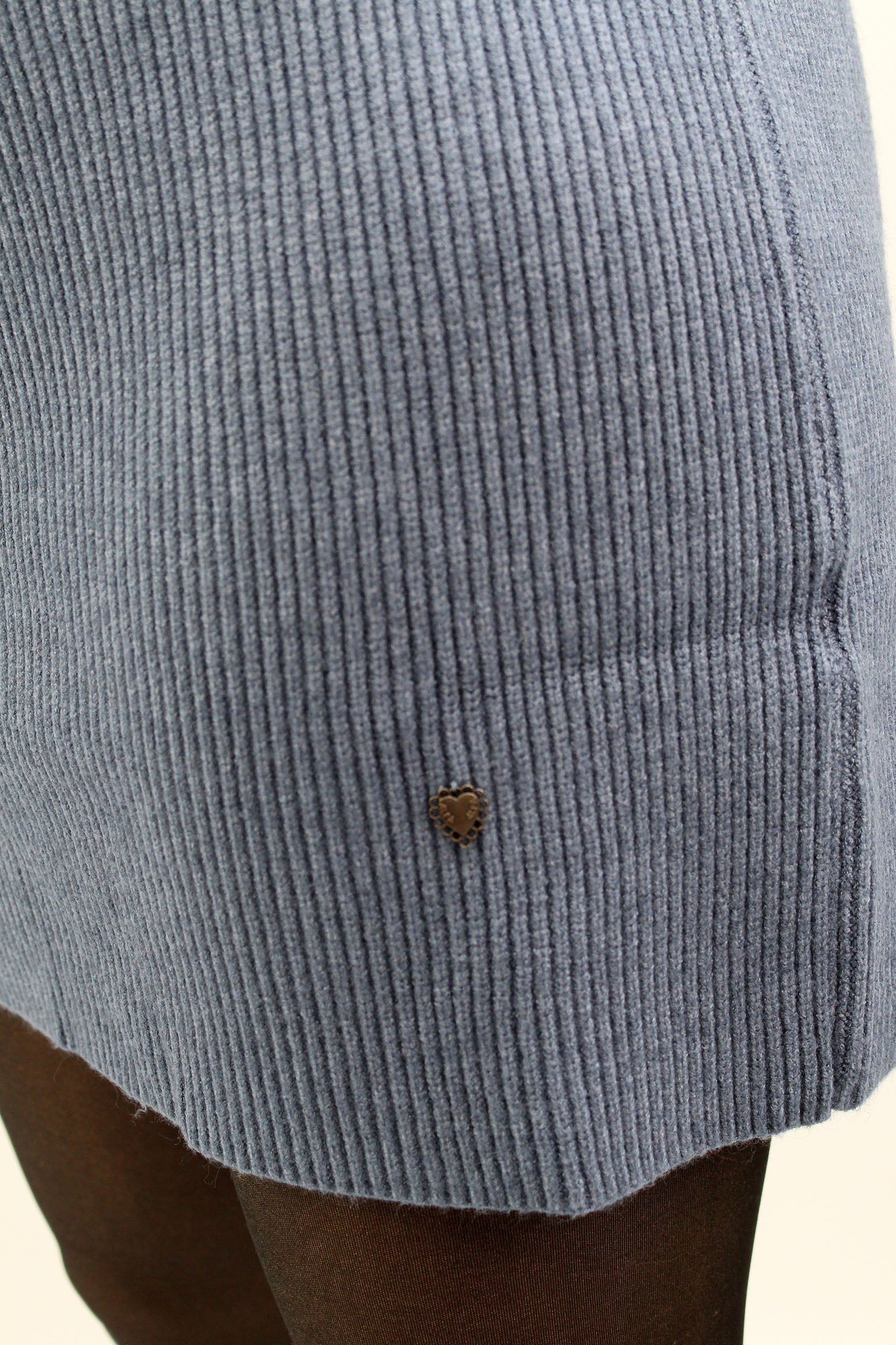 Strickkleid mit Stehkragen - Blau