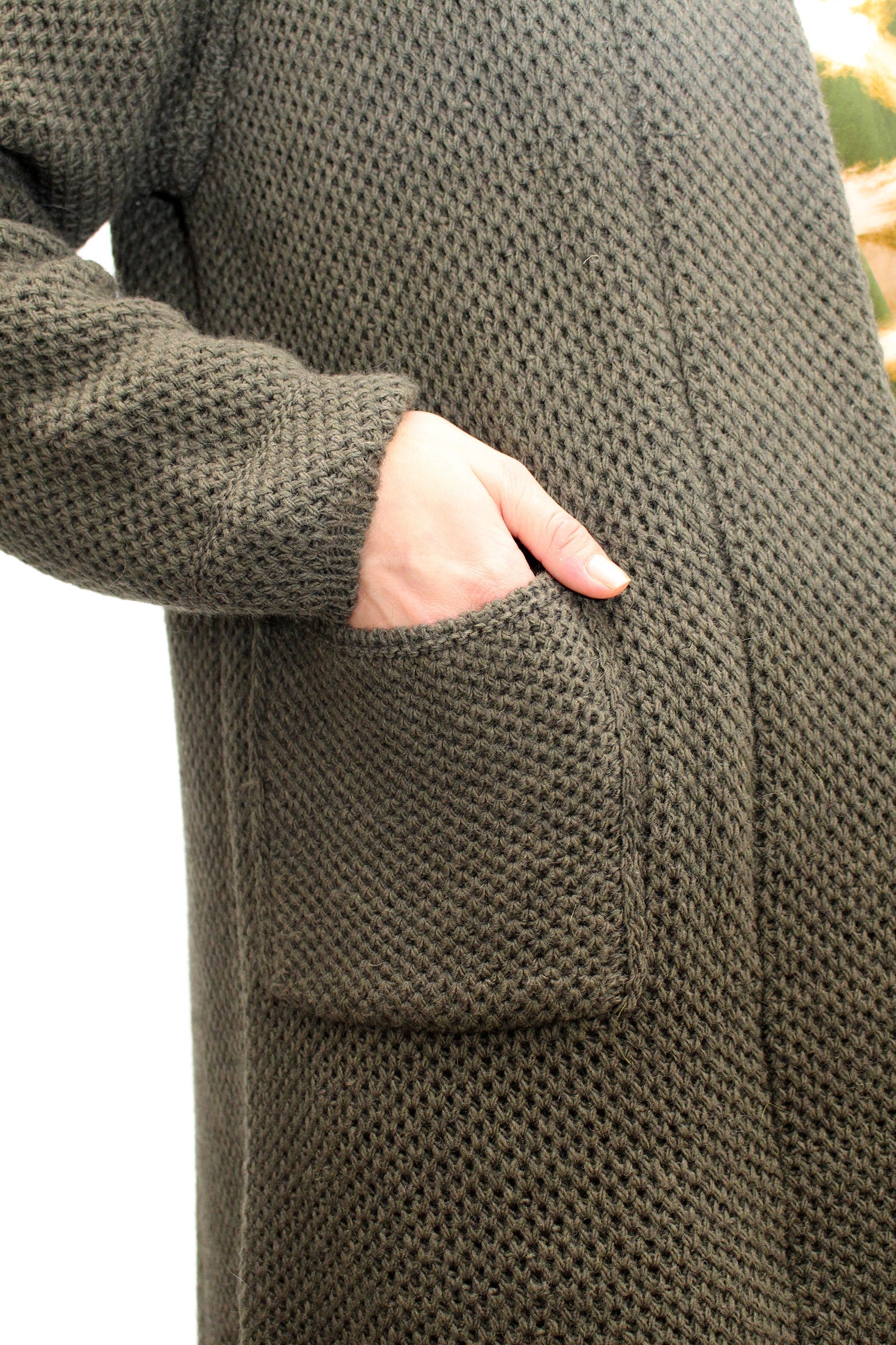 Strickjacke mit Revers Kragen - Khaki