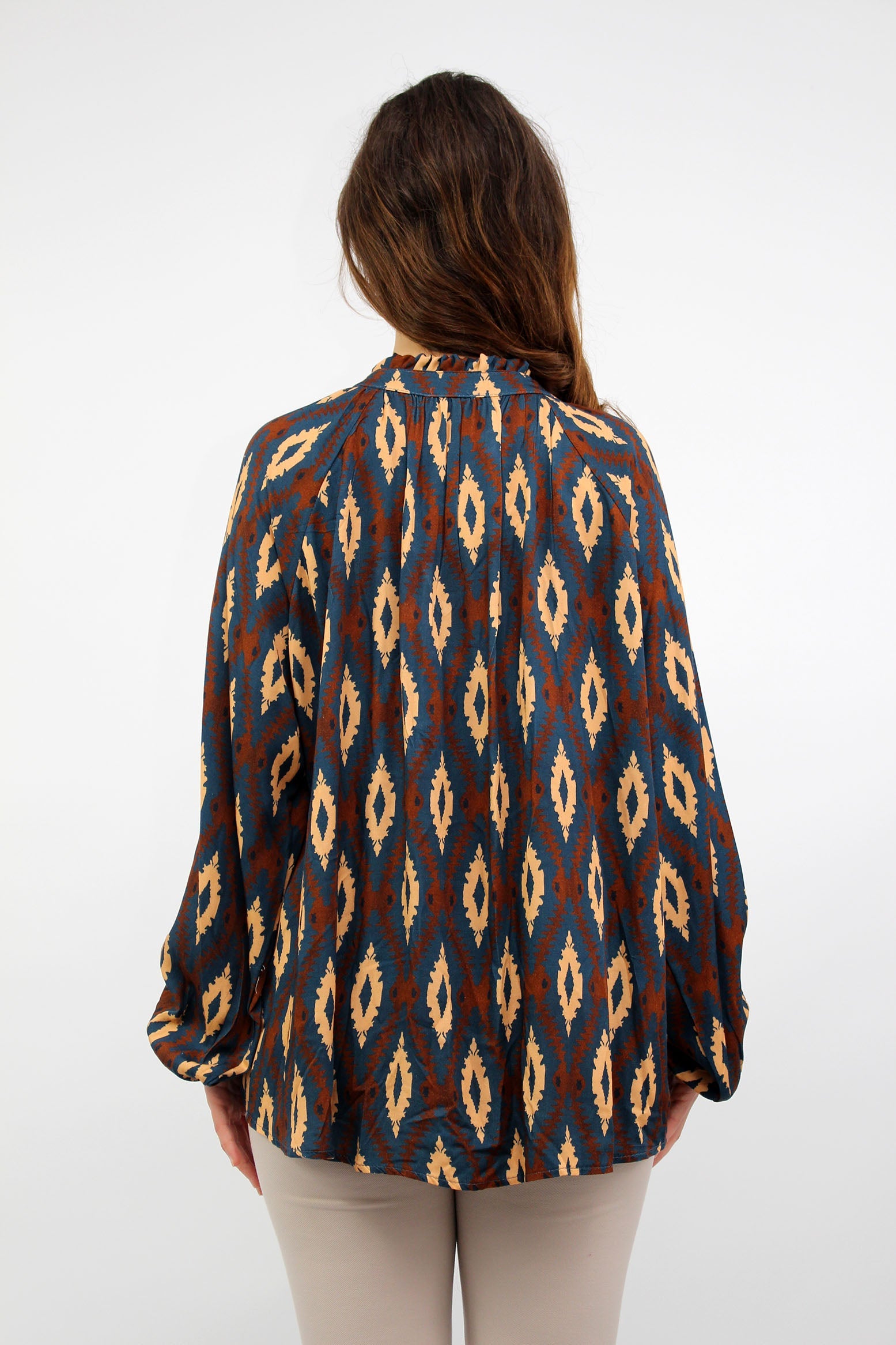 Bluse mit Rautenmuster - Dunkelblau