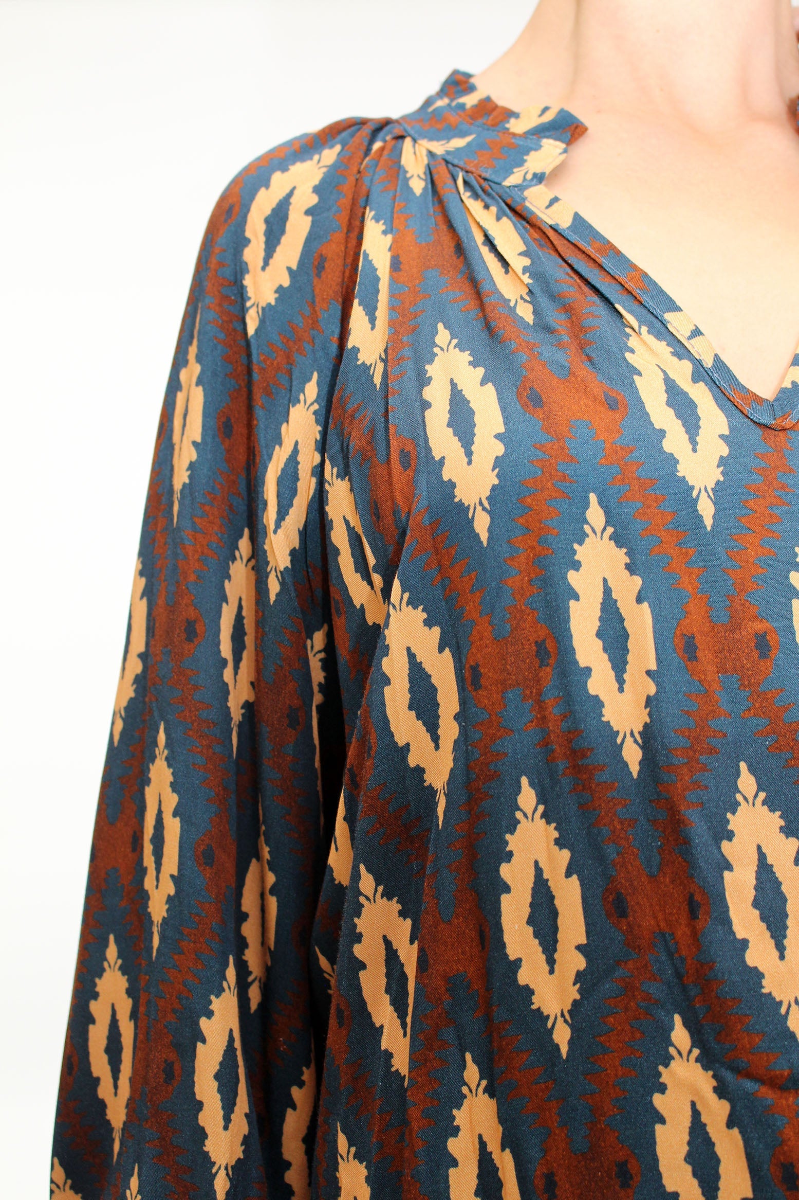 Bluse mit Rautenmuster - Dunkelblau