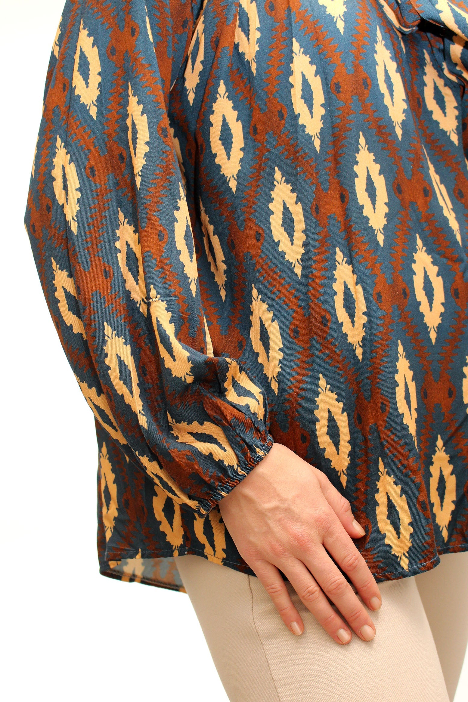 Bluse mit Rautenmuster - Dunkelblau