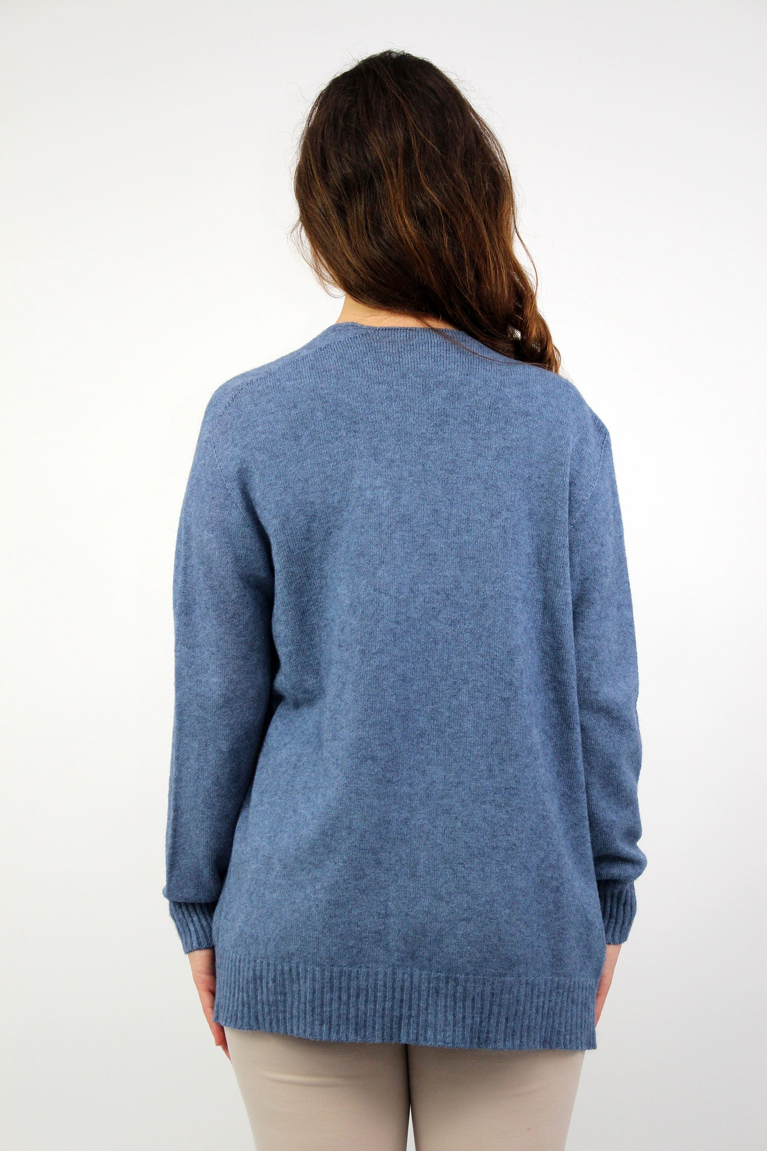 Strickjacke Basic mit Taschen - Blau