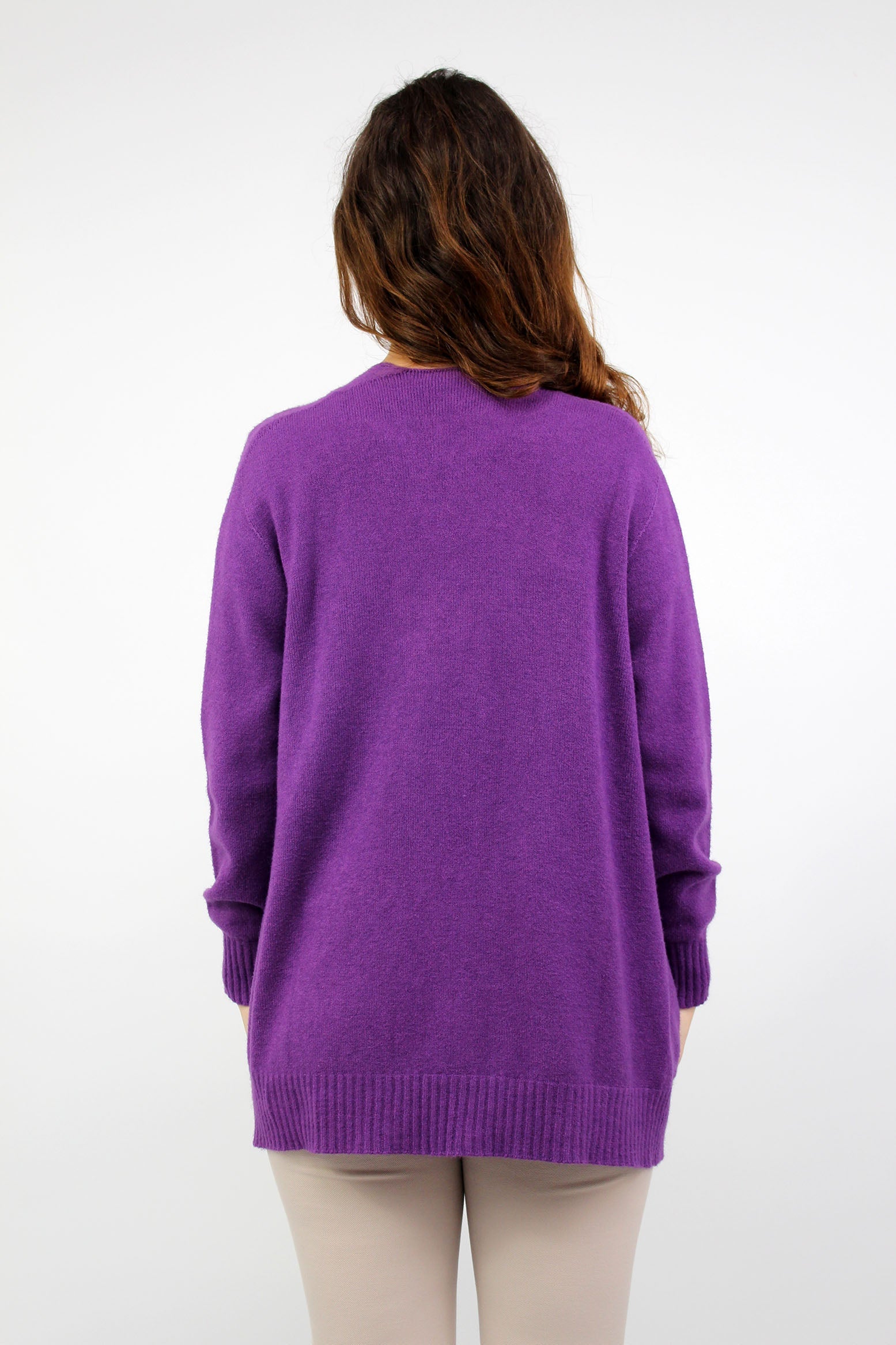 Strickjacke Basic mit Taschen - Lila