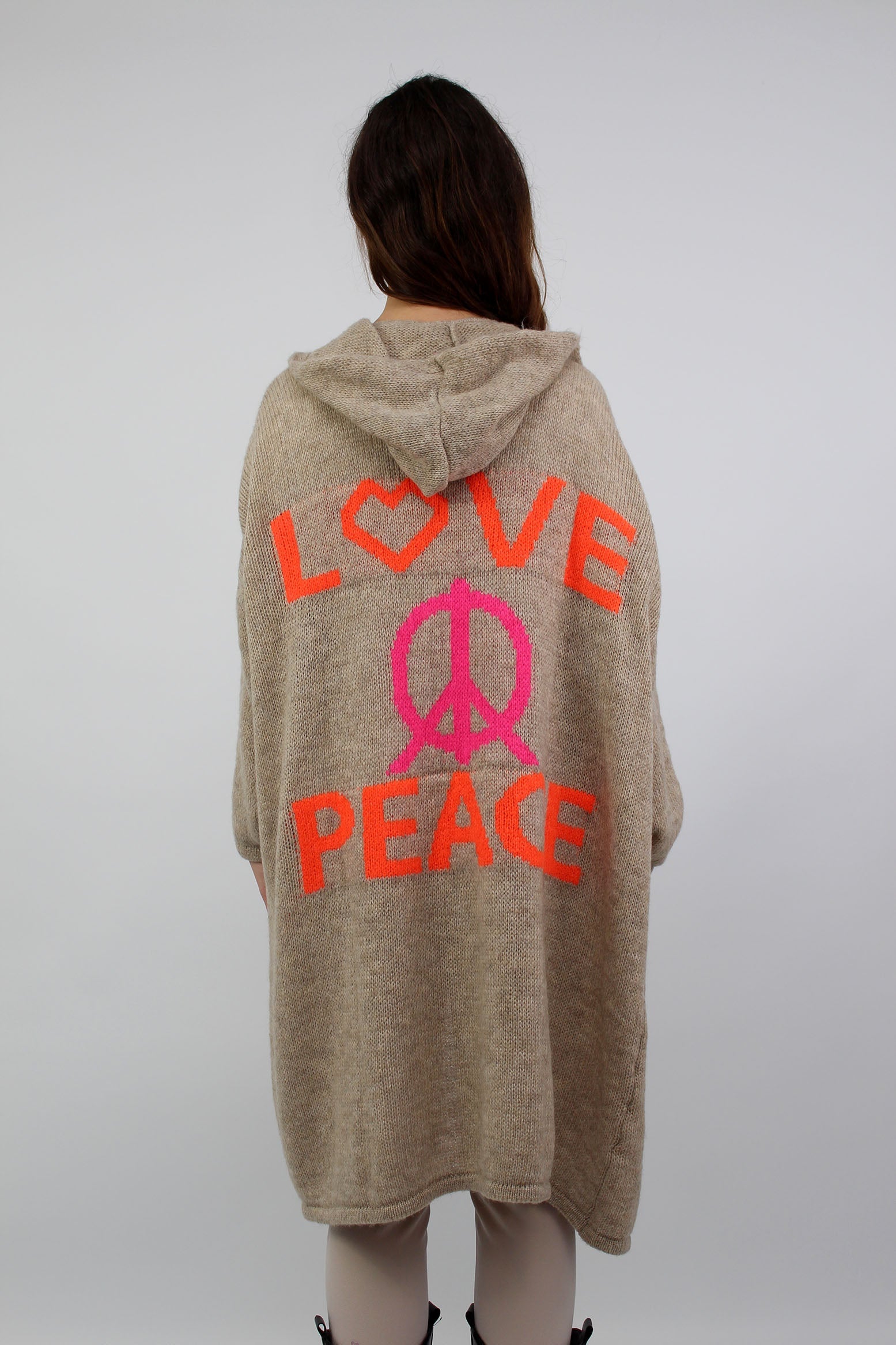 Strickjacke "Love & Peace" - Beige