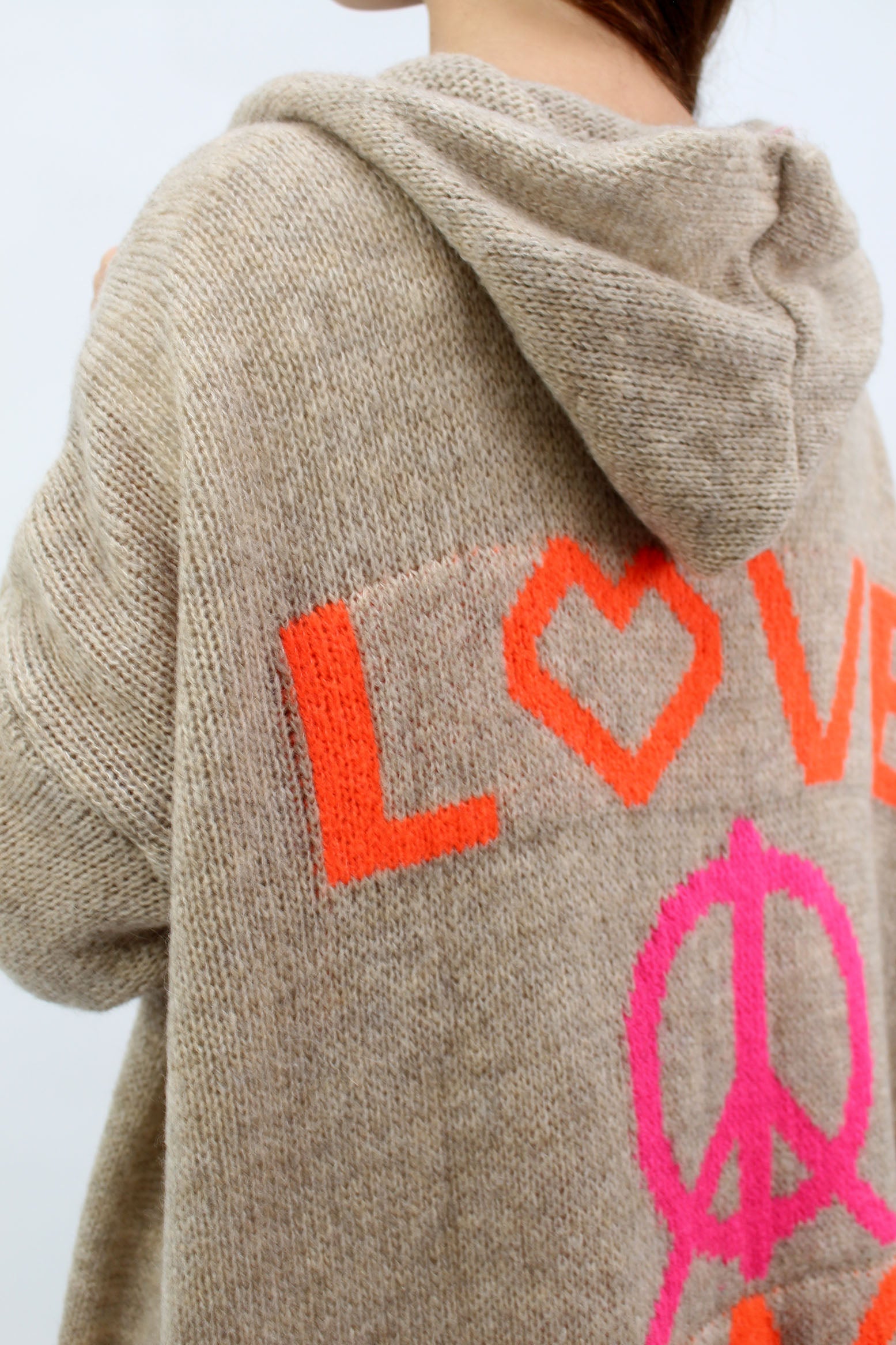 Strickjacke "Love & Peace" - Beige
