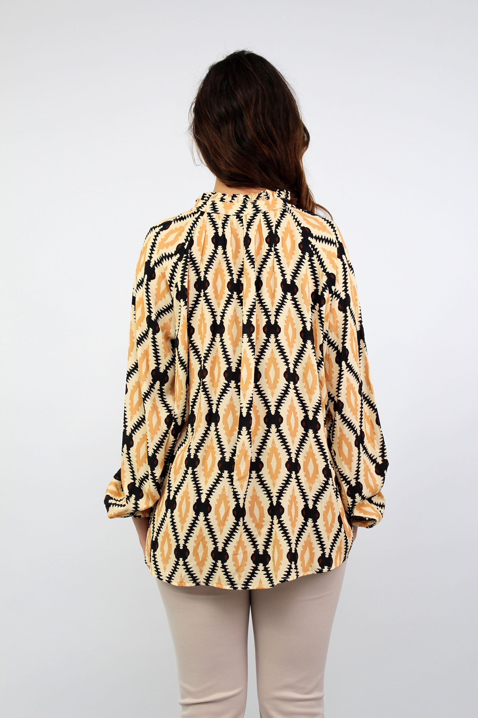 Bluse mit Rautenmuster - Beige