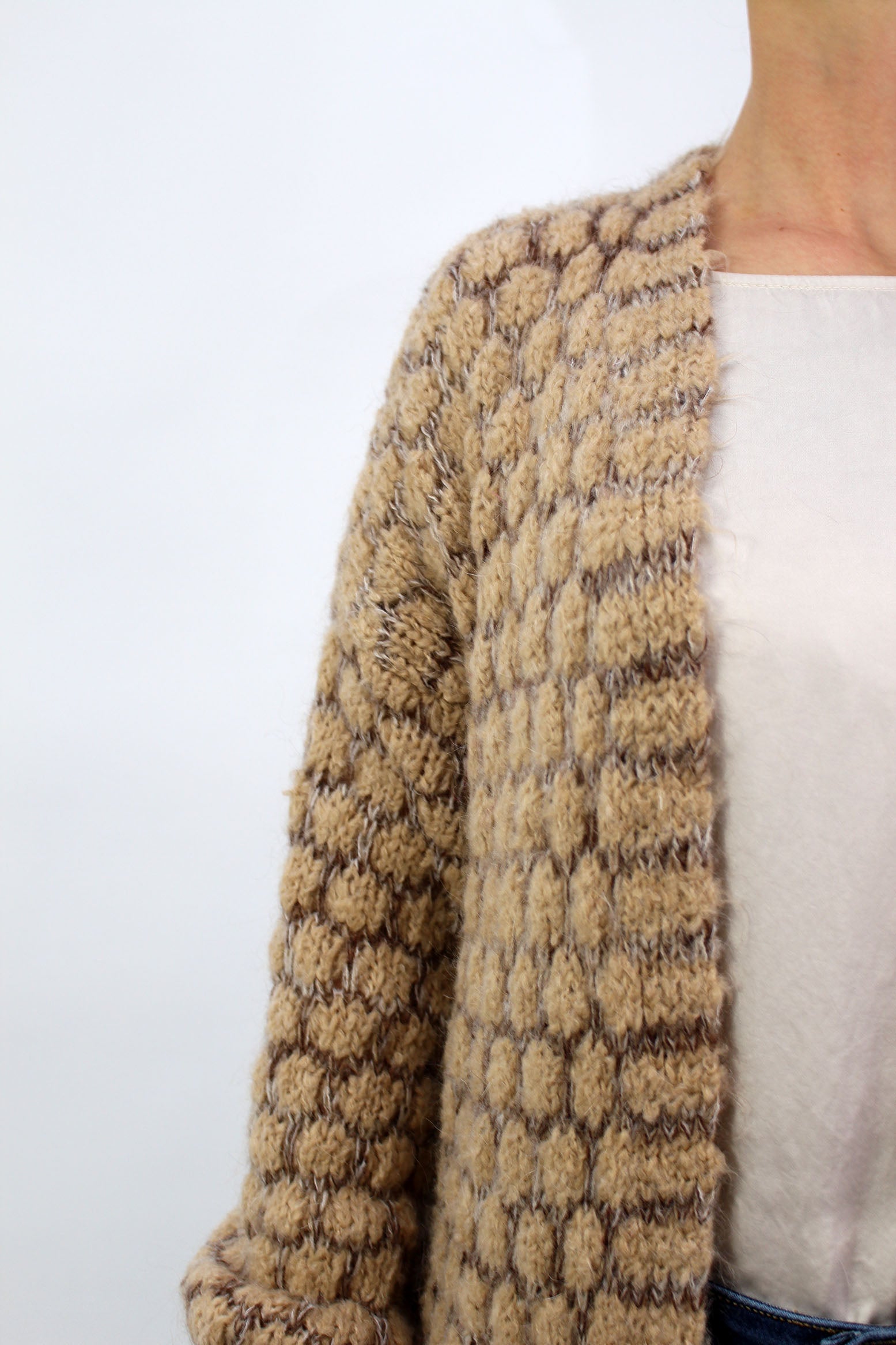 Strickjacke lang "Exklusiv" - Beige