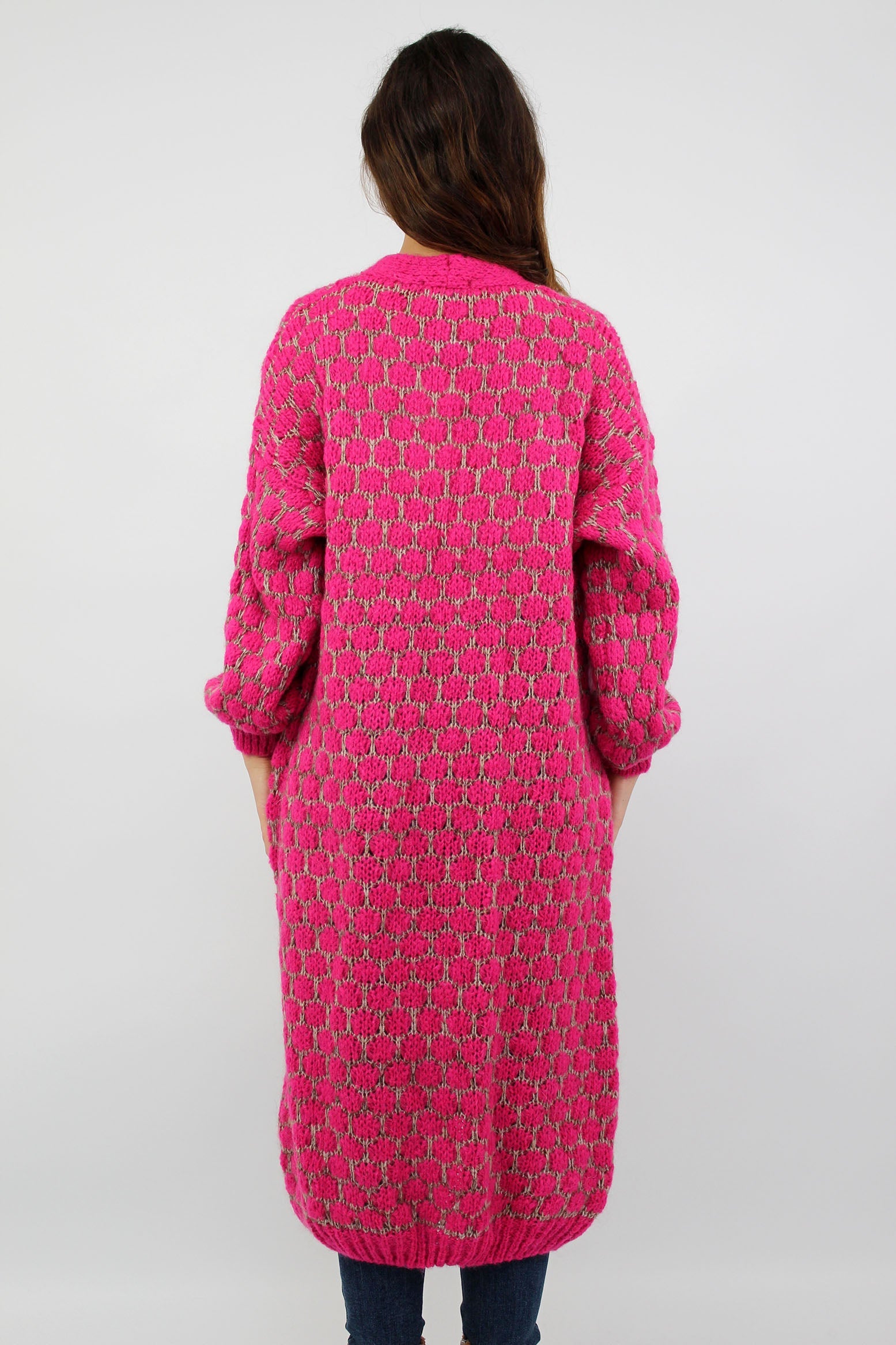 Strickjacke lang "Exklusiv" - Pink