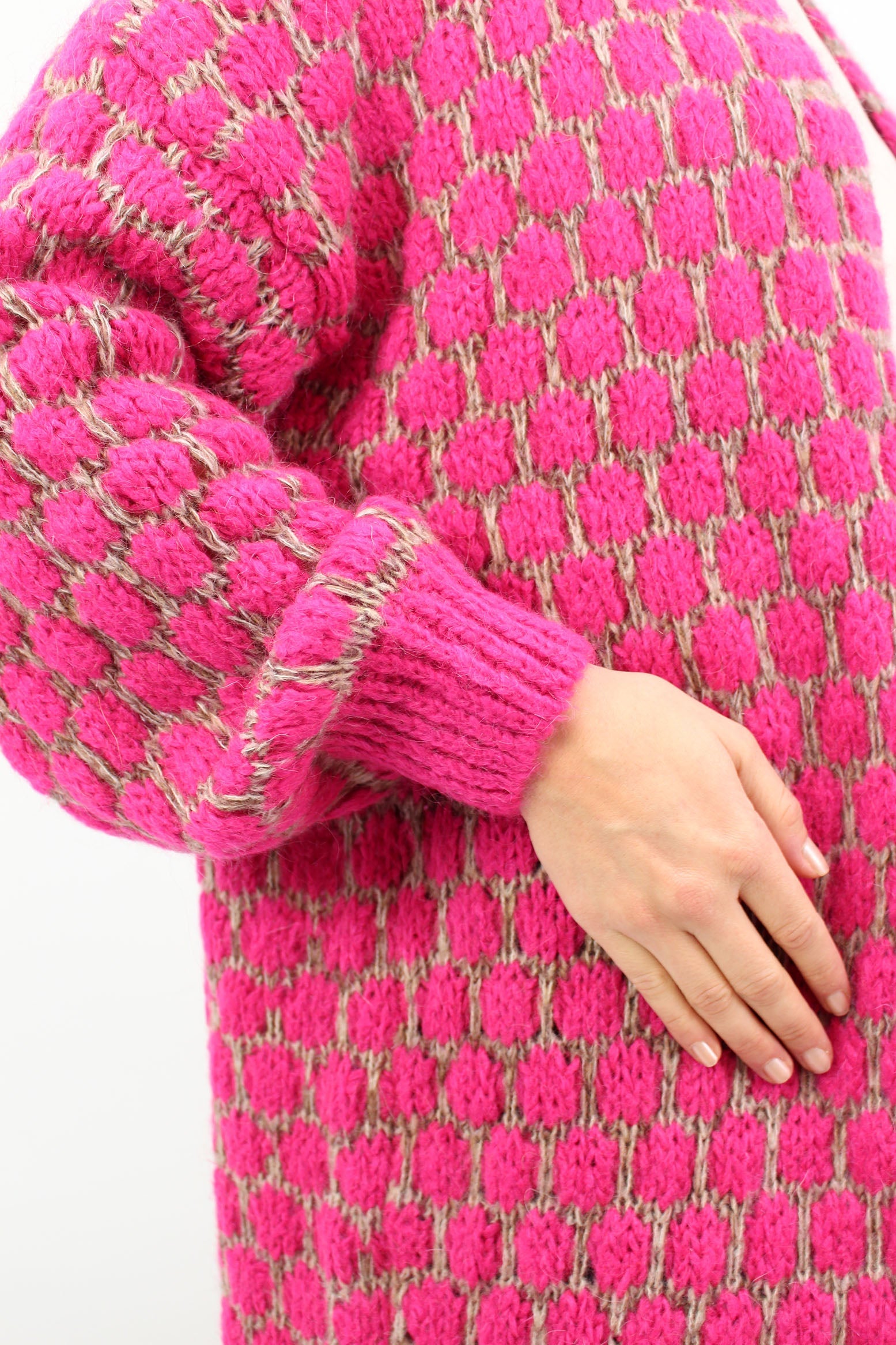 Strickjacke lang "Exklusiv" - Pink
