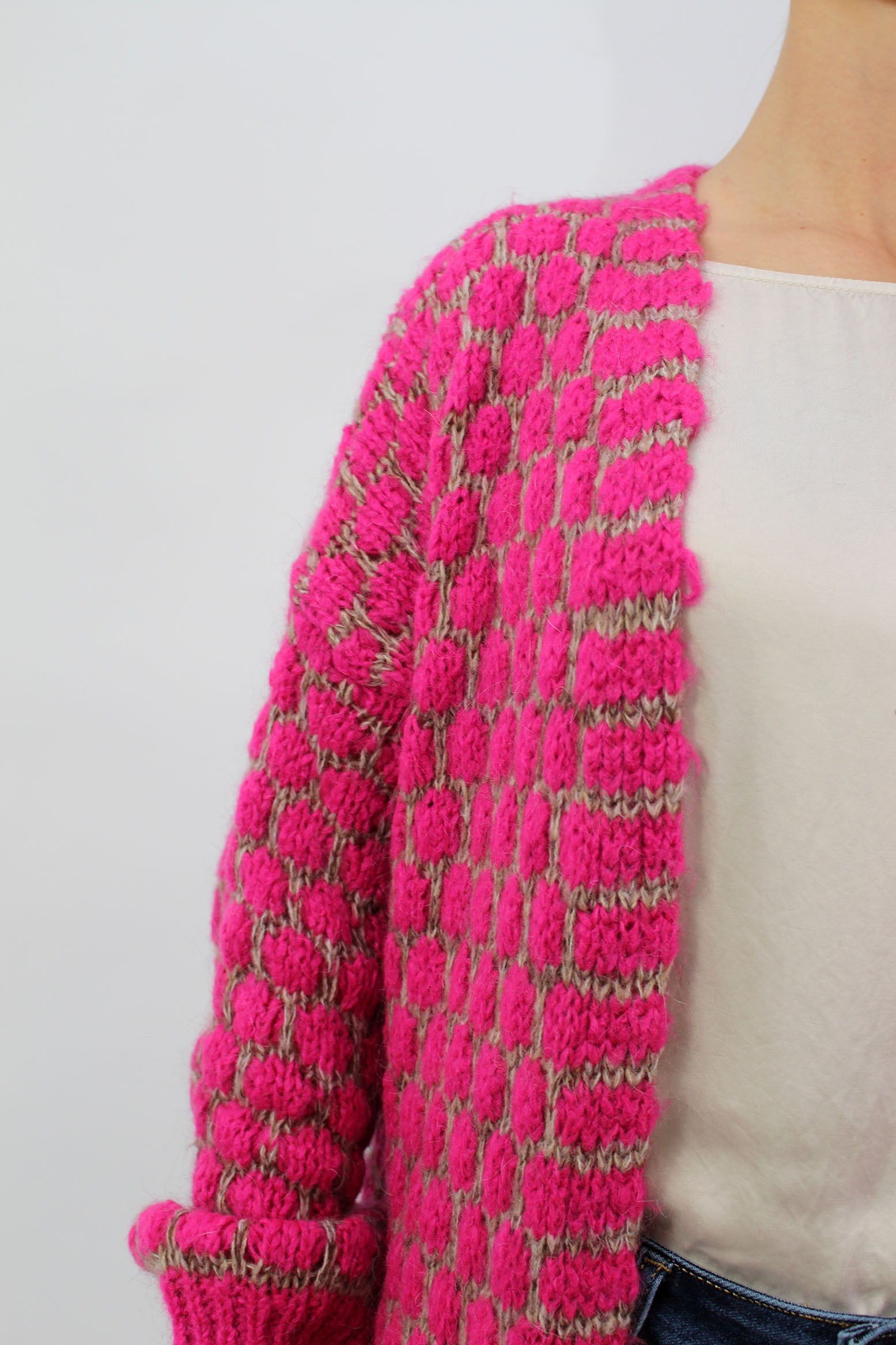 Strickjacke lang "Exklusiv" - Pink