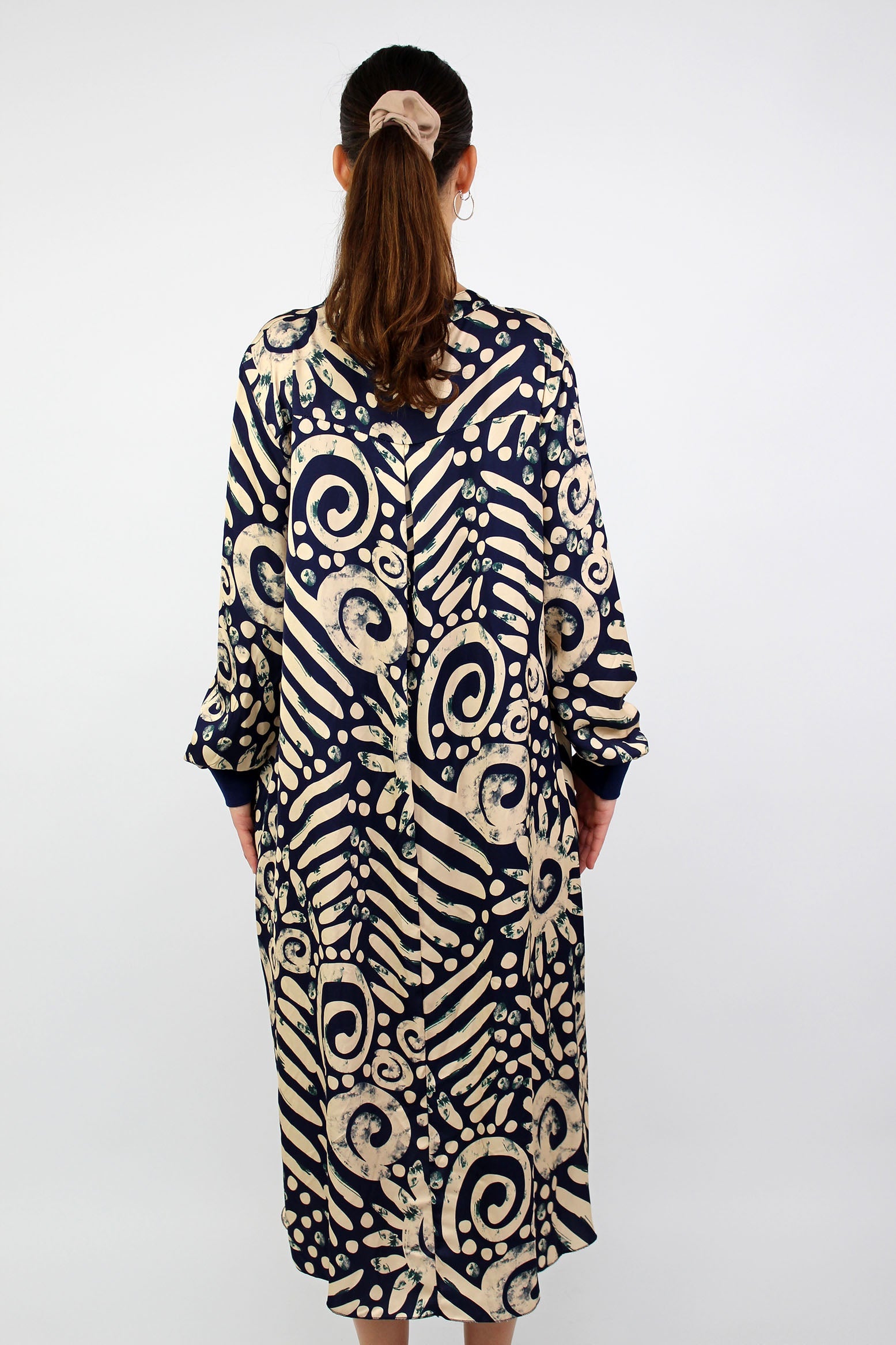 Seidenkleid mit Print - Dunkelblau