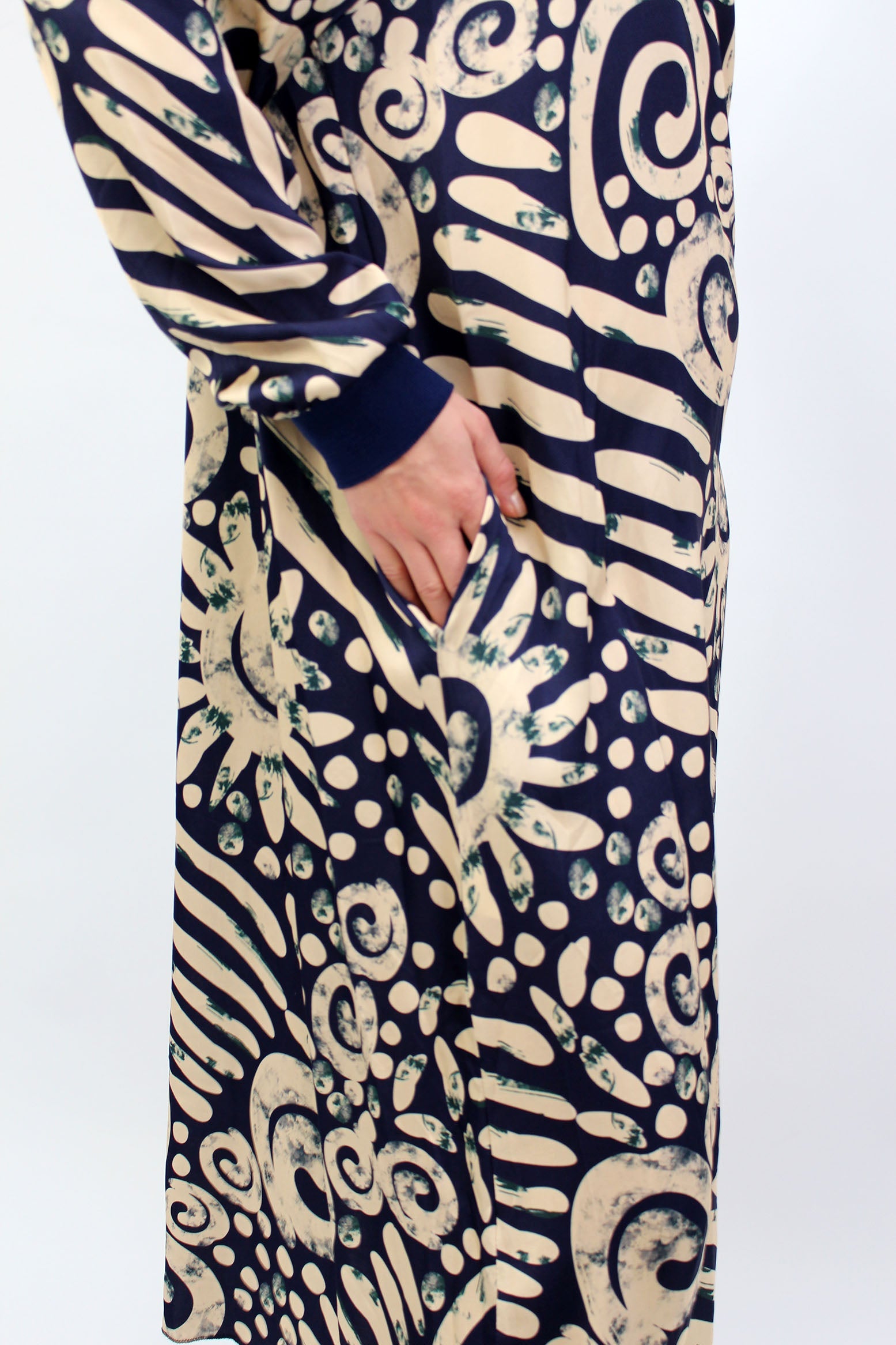 Seidenkleid mit Print - Dunkelblau