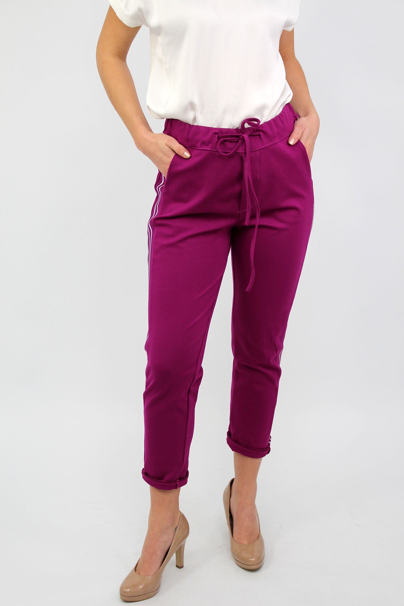 Joggpants "Casual" mit Streifen - Beere