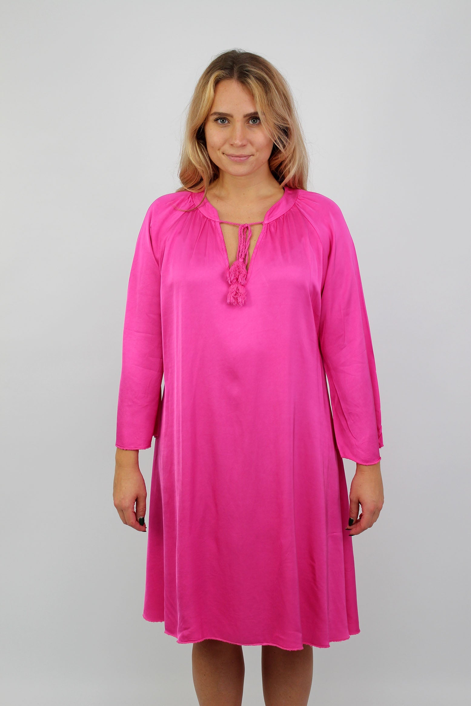 Seidenkleid mit Kordel - Pink