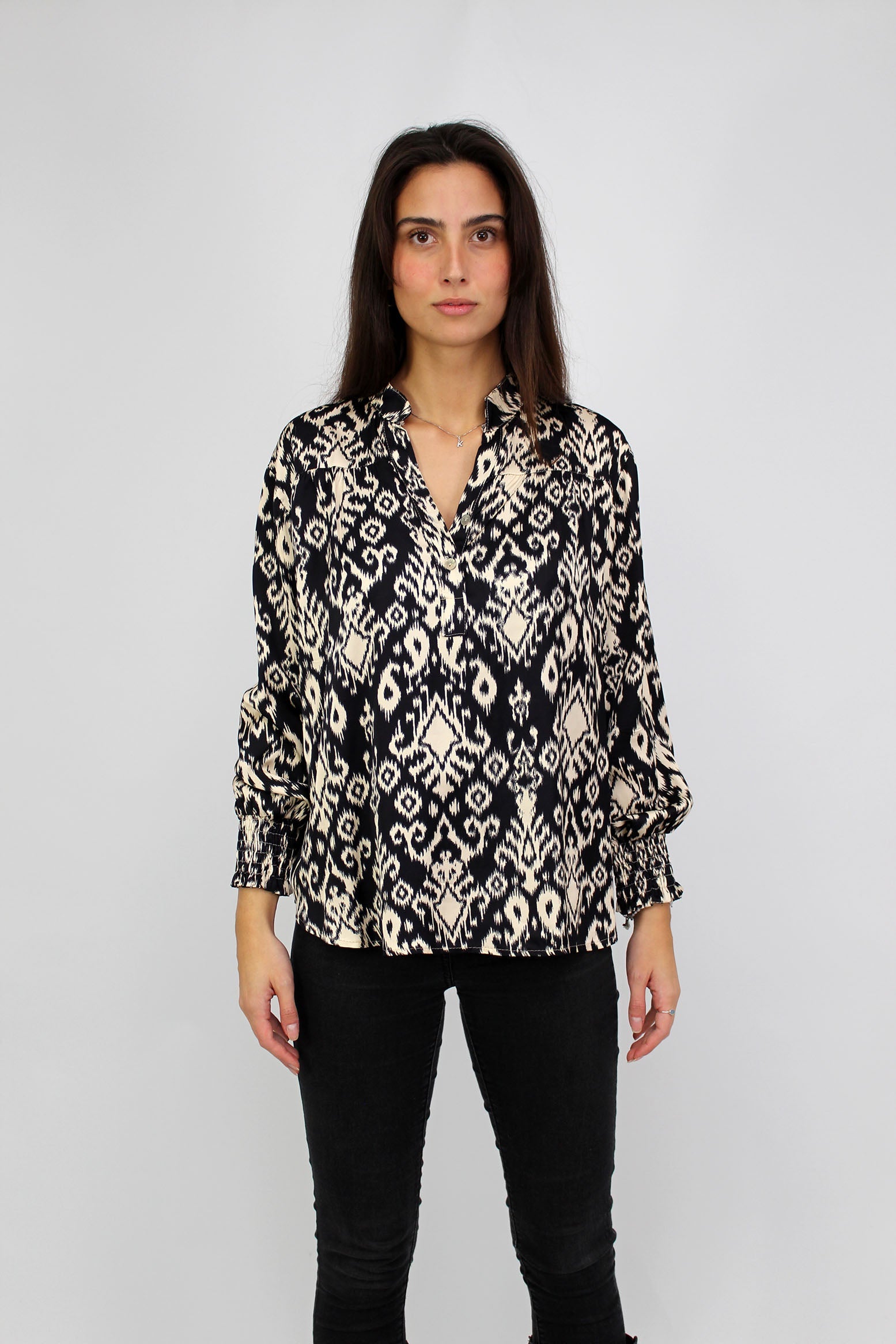 Muster Bluse - Schwarz