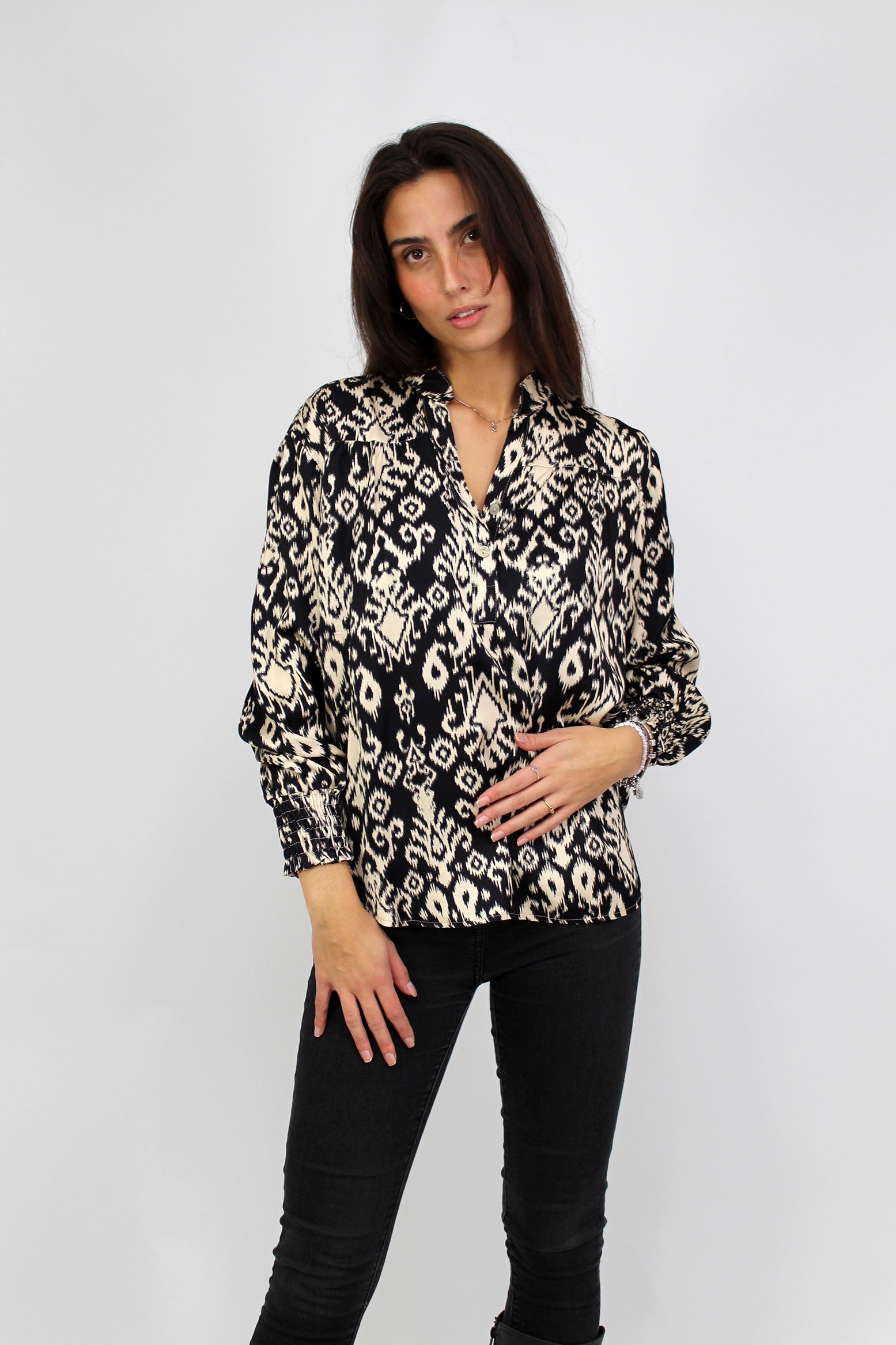 Muster Bluse - Schwarz