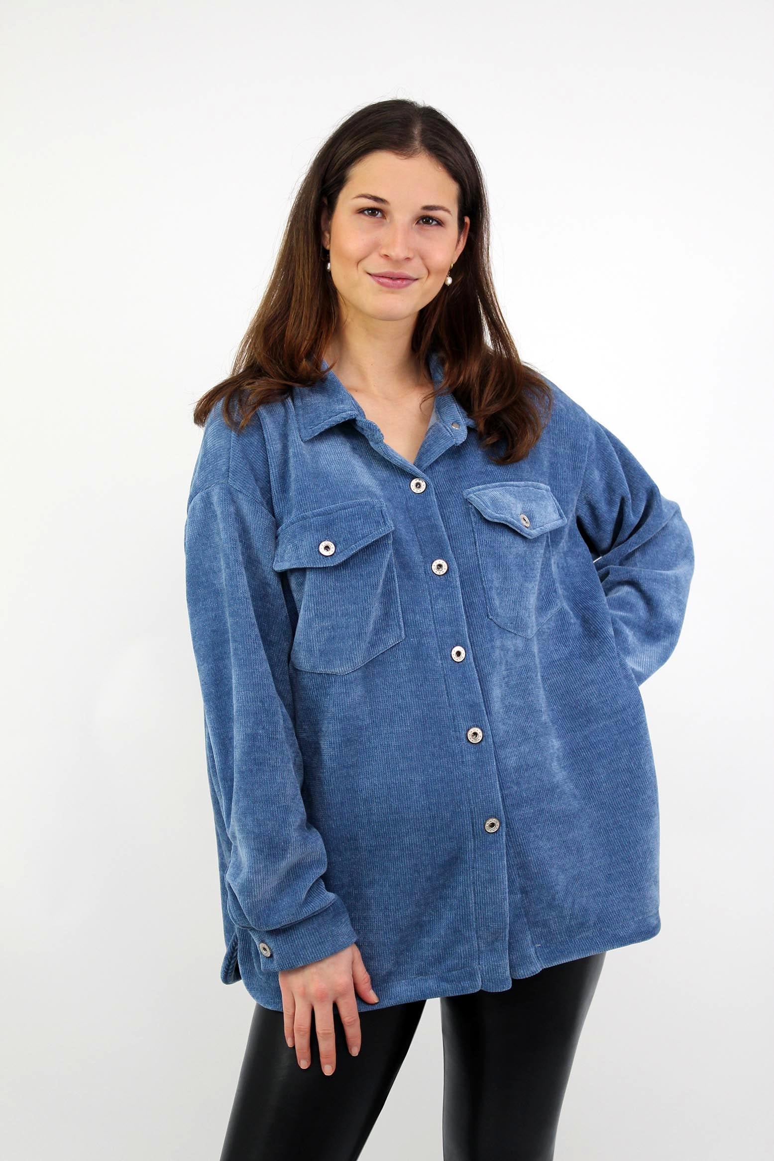 Cordbluse "Pisa" - Blau