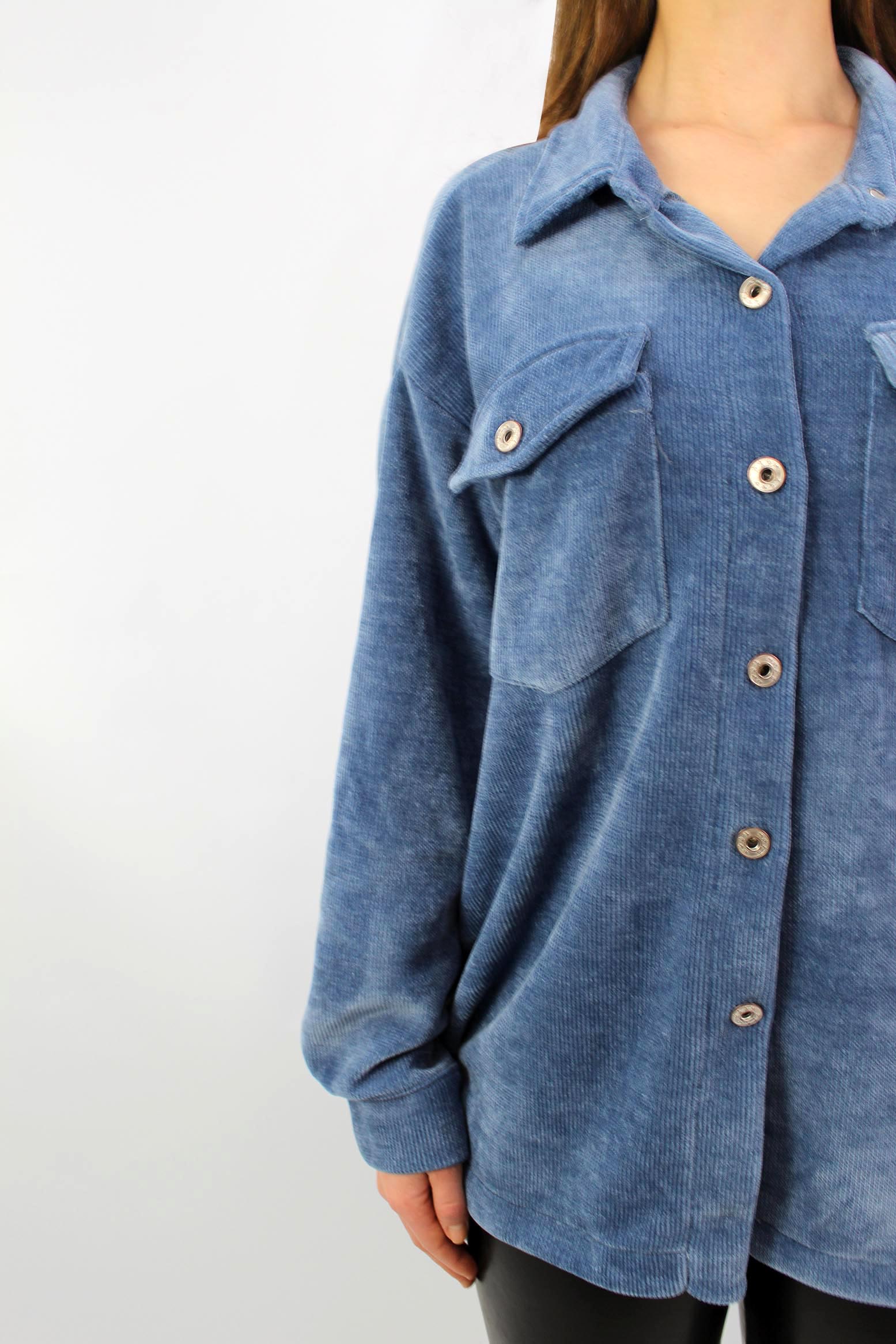 Cordbluse "Pisa" - Blau