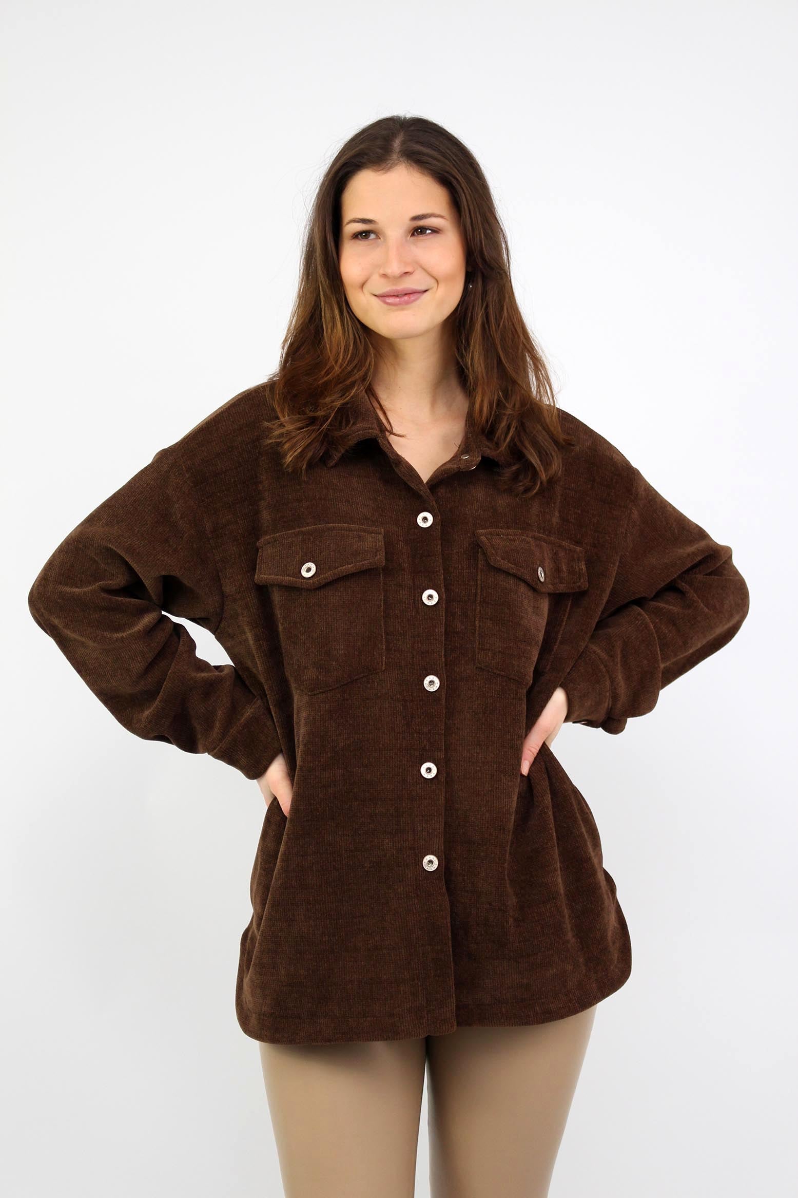 Cordbluse "Pisa" - Braun