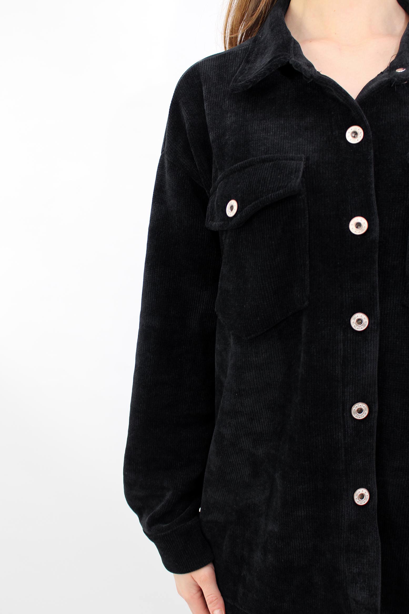 Cordbluse "Pisa" - Schwarz