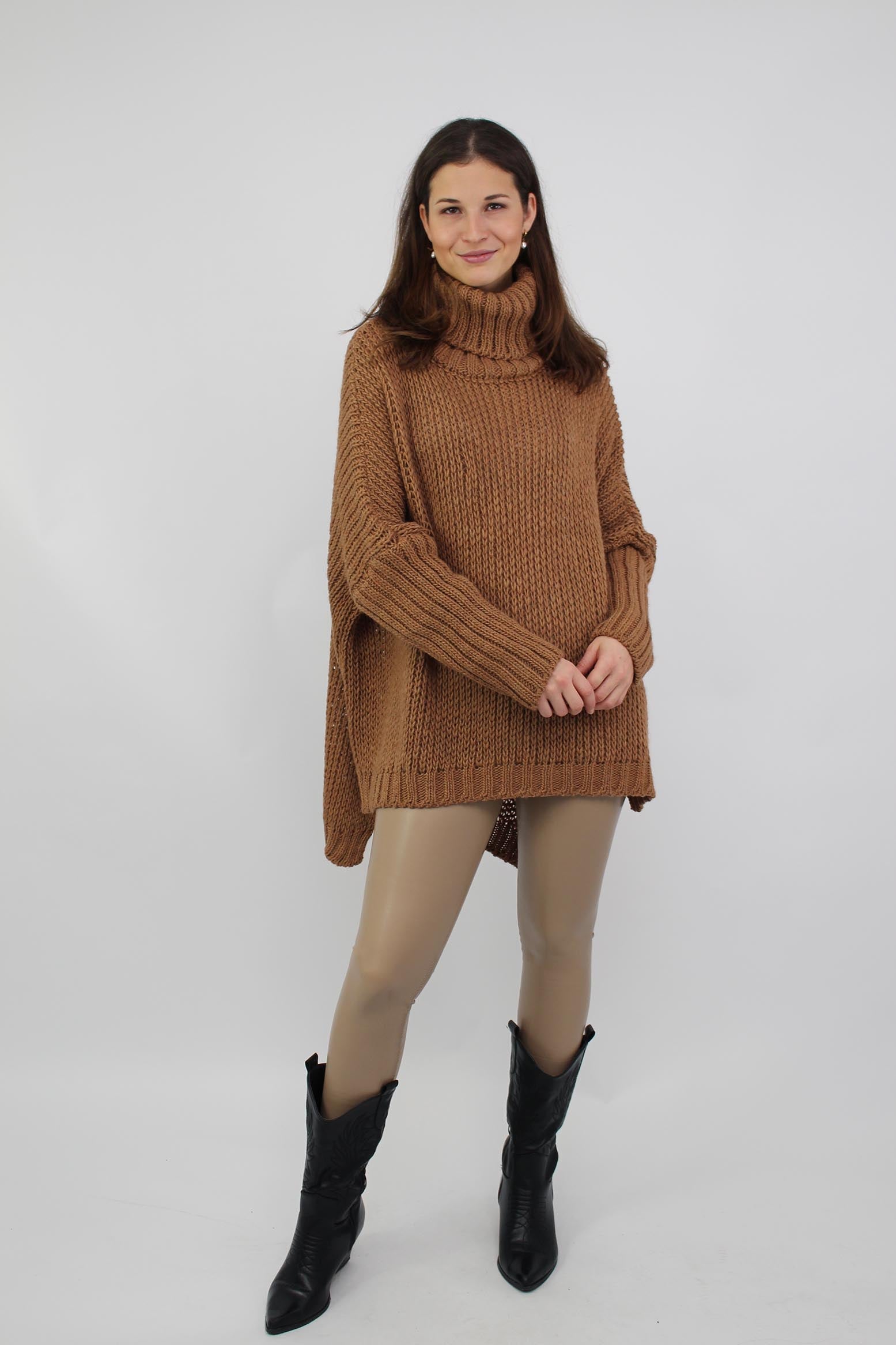 Pullover "Grobstrick mit Rollkragen" - Camel