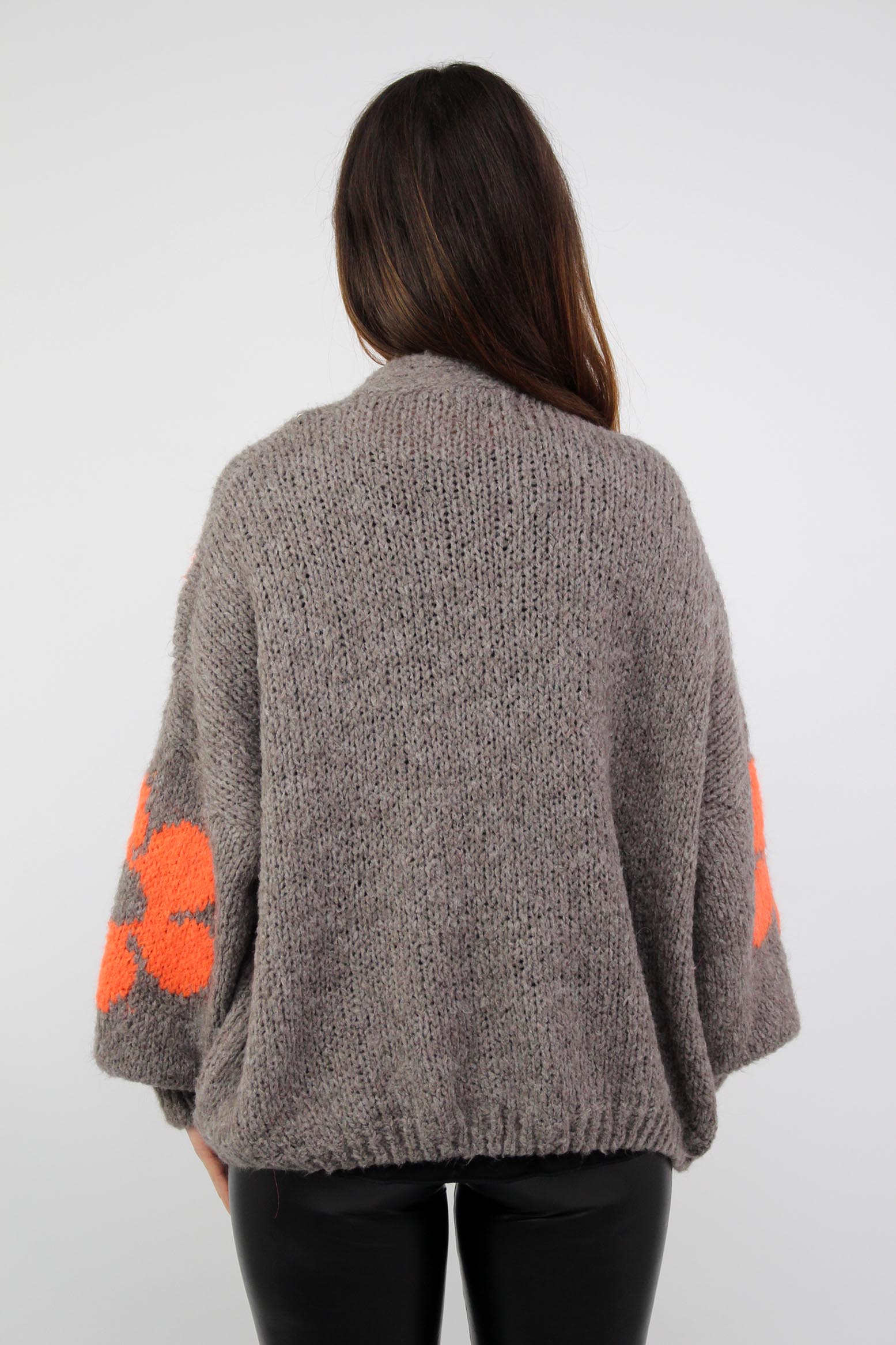Strickjacke "Flower" - Taupe