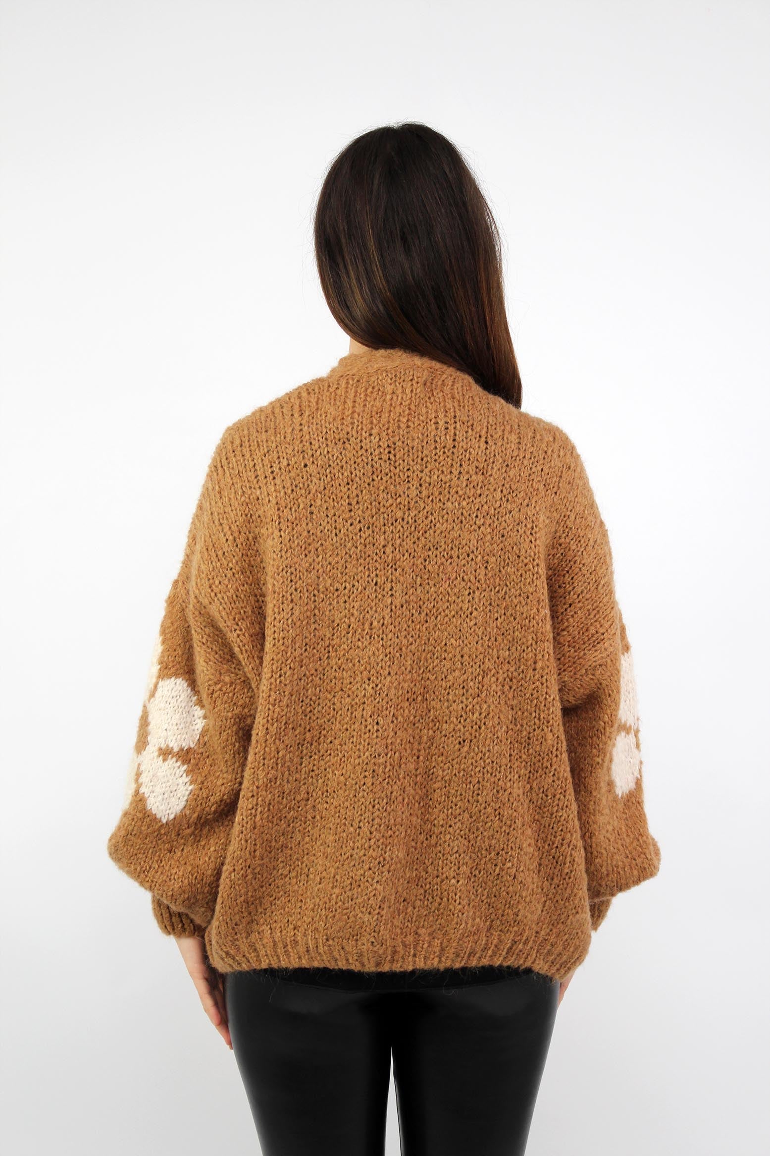 Strickjacke "Flower" - Camel