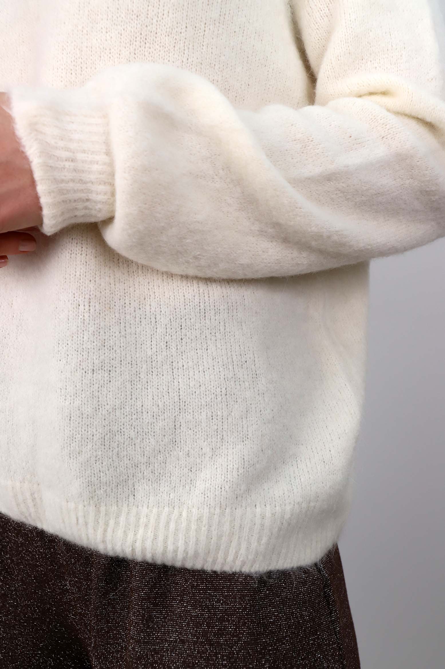Strickpullover aus Alpaka und Wolle - Wollweiß