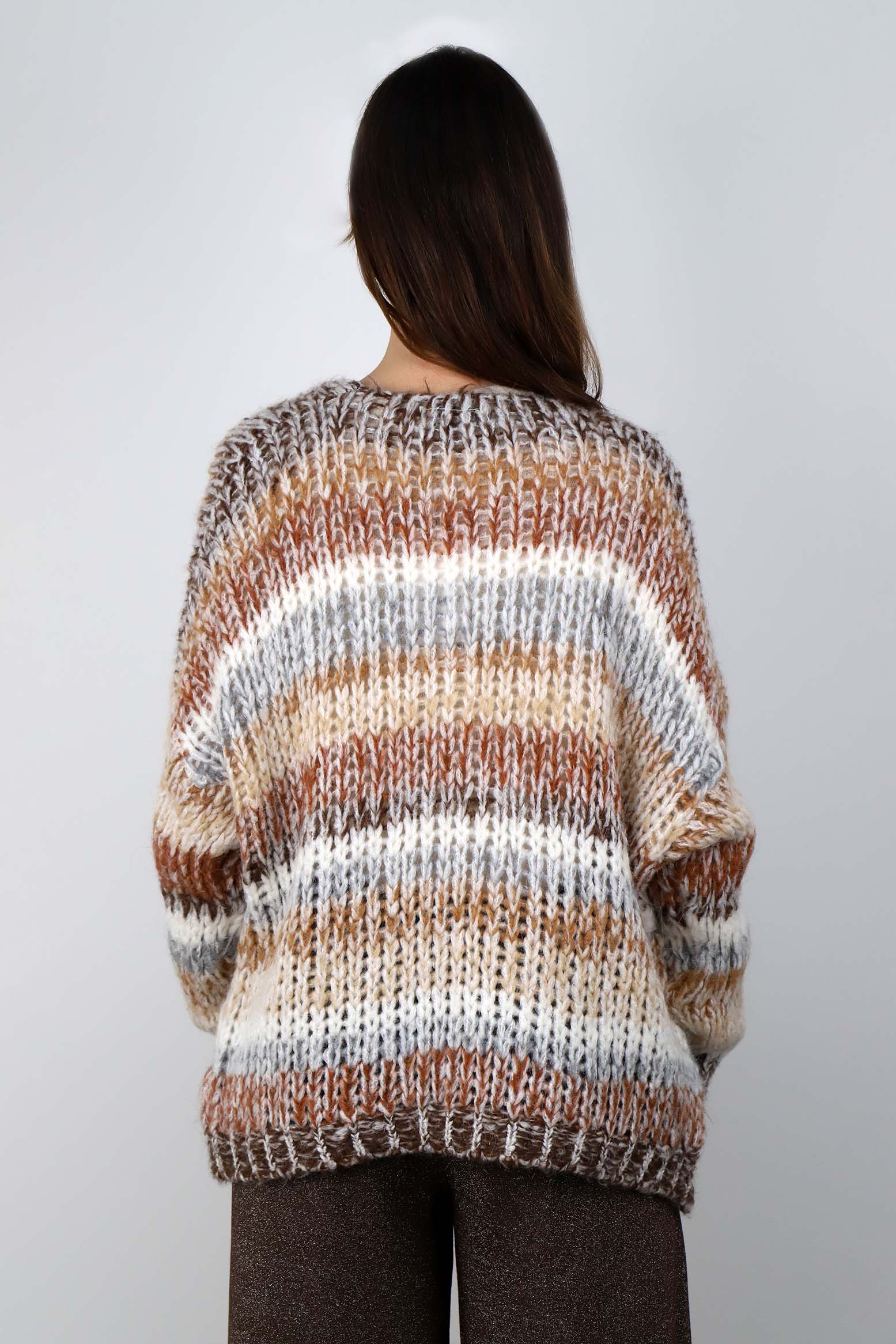 Strickjacke Mutligarn - Beige/Braun
