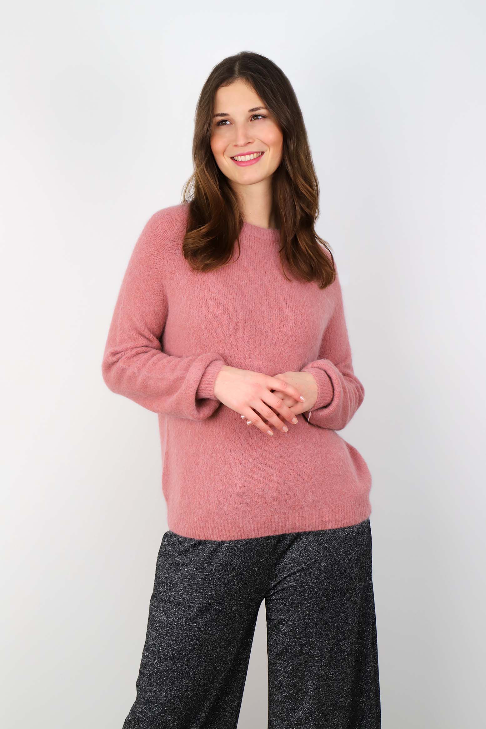 Strickpullover aus Alpaka und Wolle - Rosa