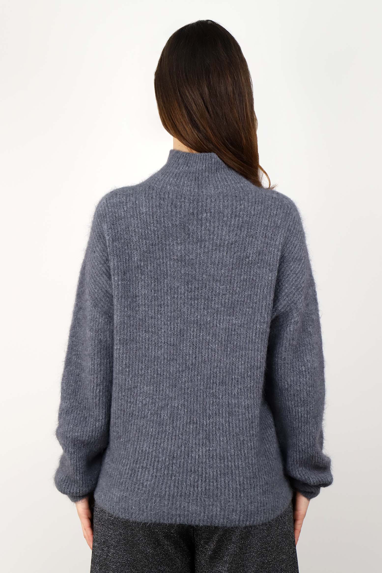 Rippstrick-Pullover aus Alpaka und Wolle - Dunkelgrau
