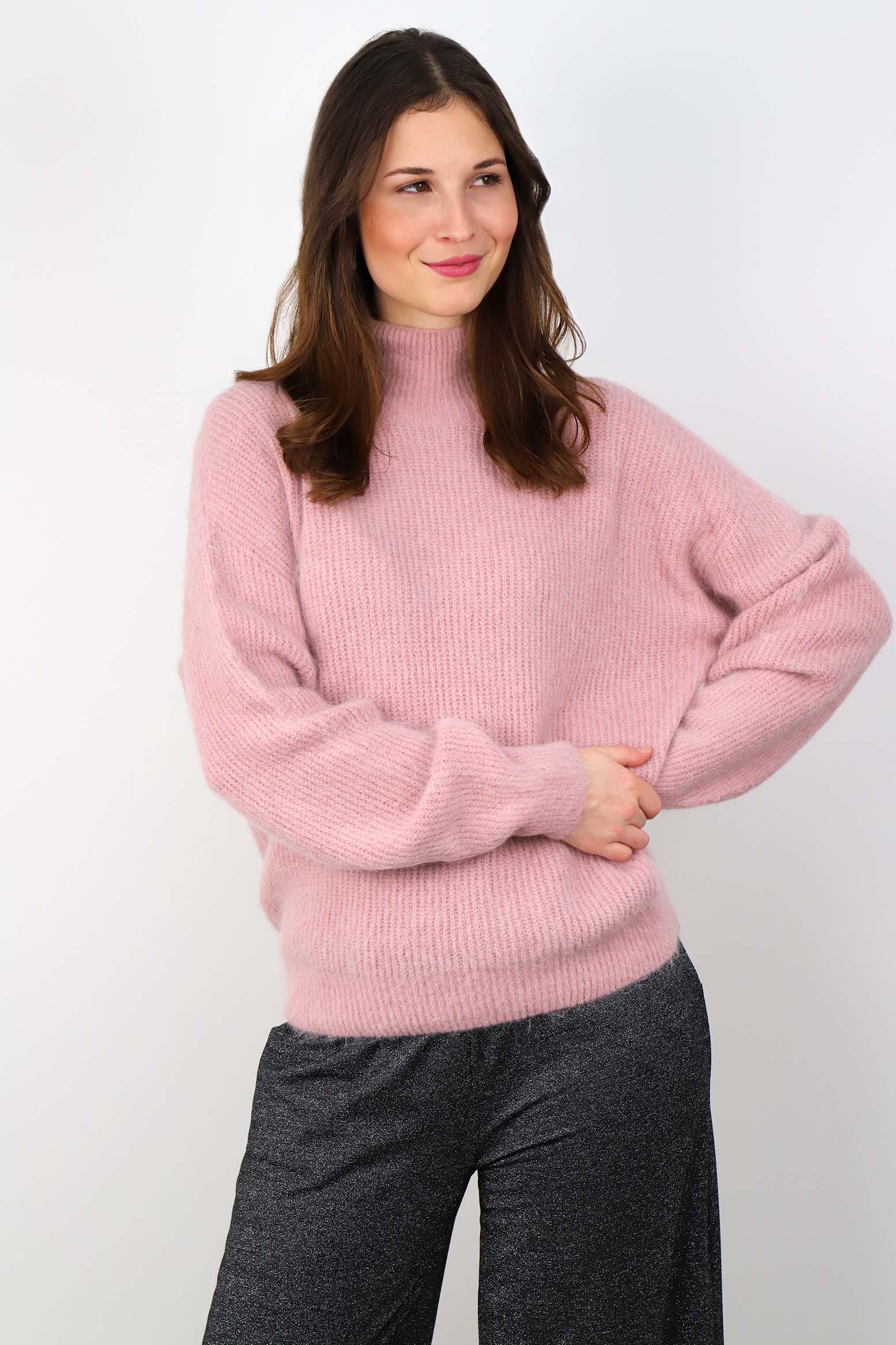 Rippstrick-Pullover aus Alpaka und Wolle - Rosa