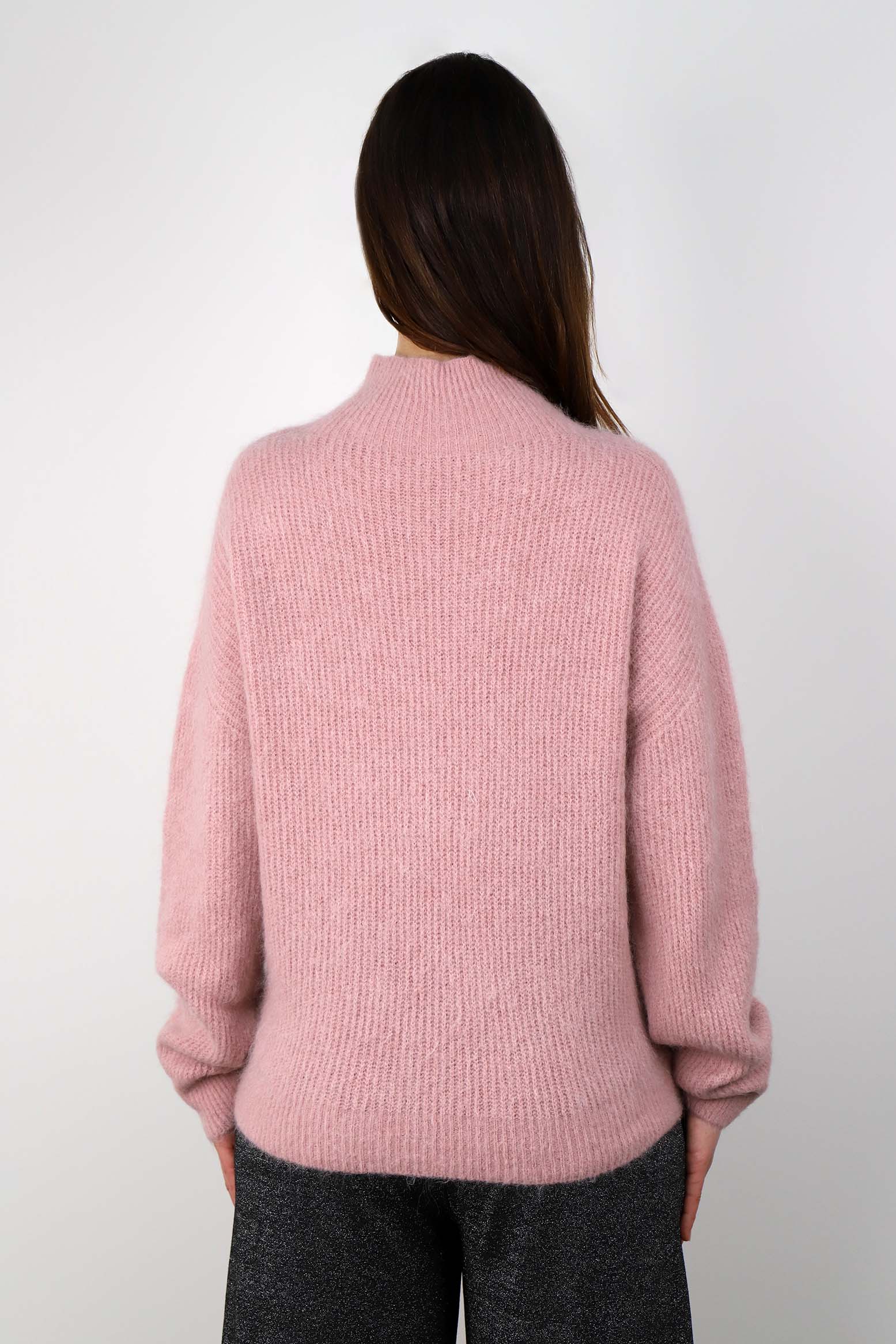 Rippstrick-Pullover aus Alpaka und Wolle - Rosa