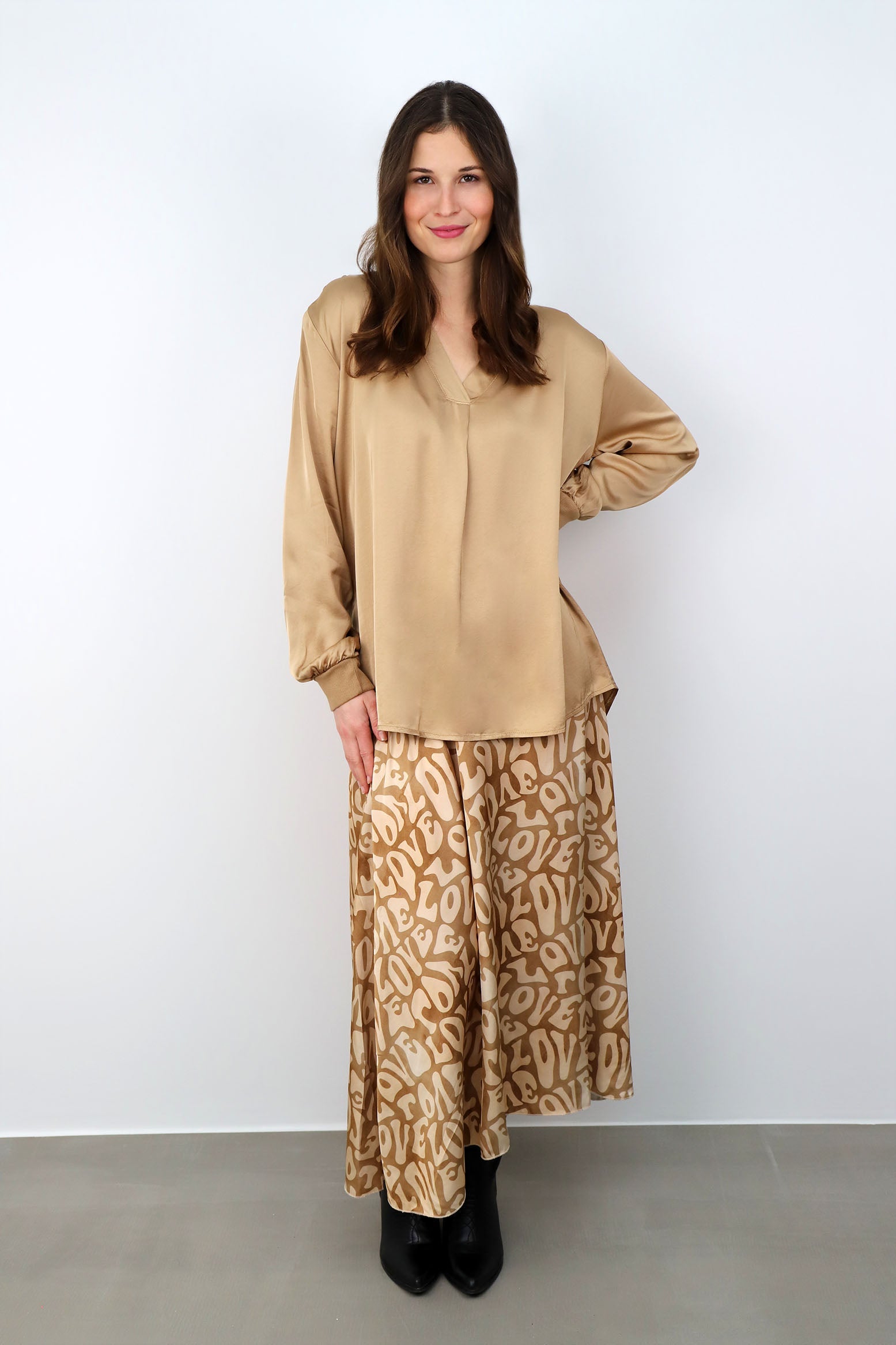 Seiden-Bluse - Camel