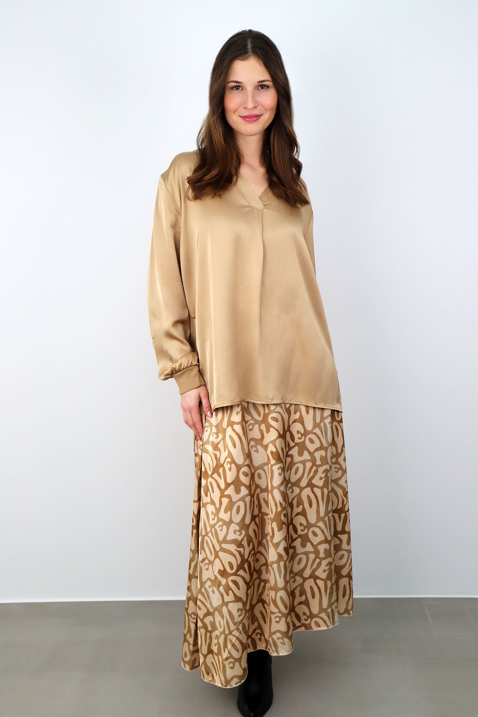 Seiden-Bluse - Camel