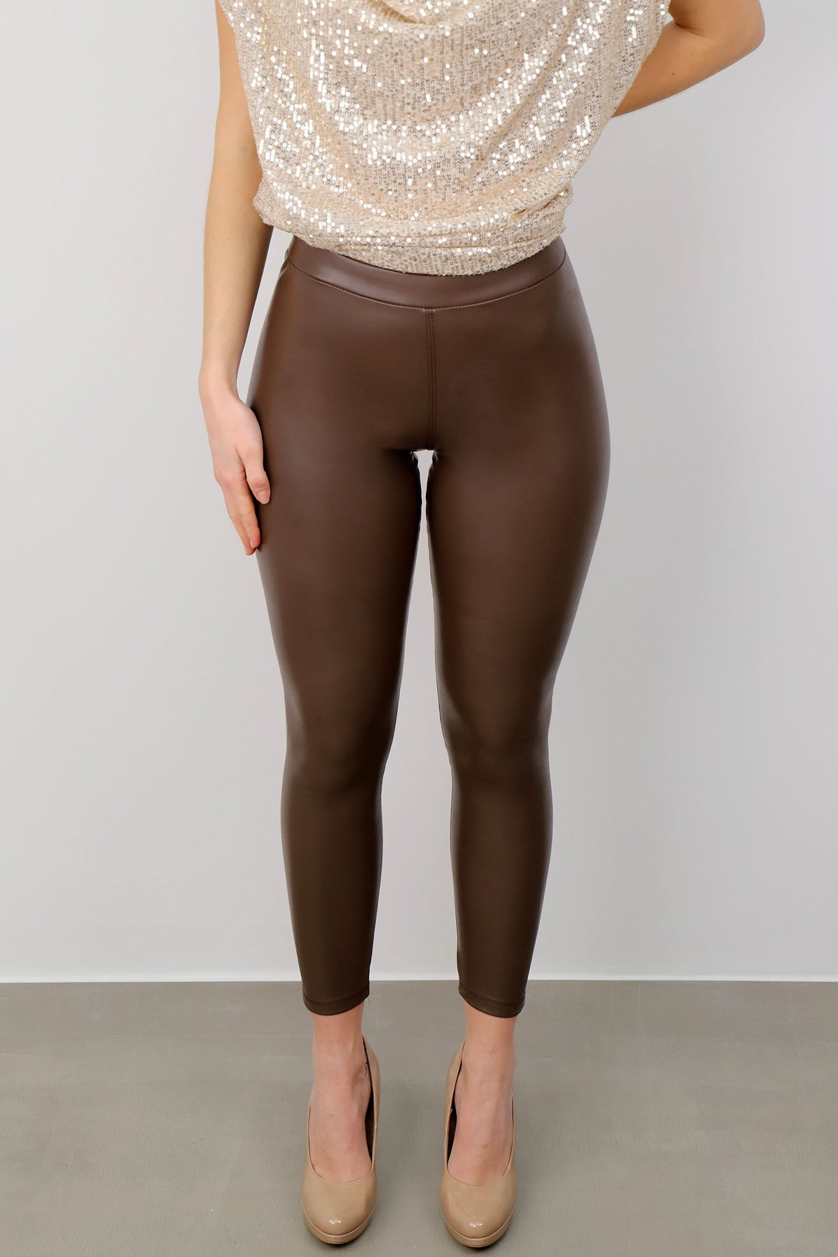Vegane Leder Leggings - Braun