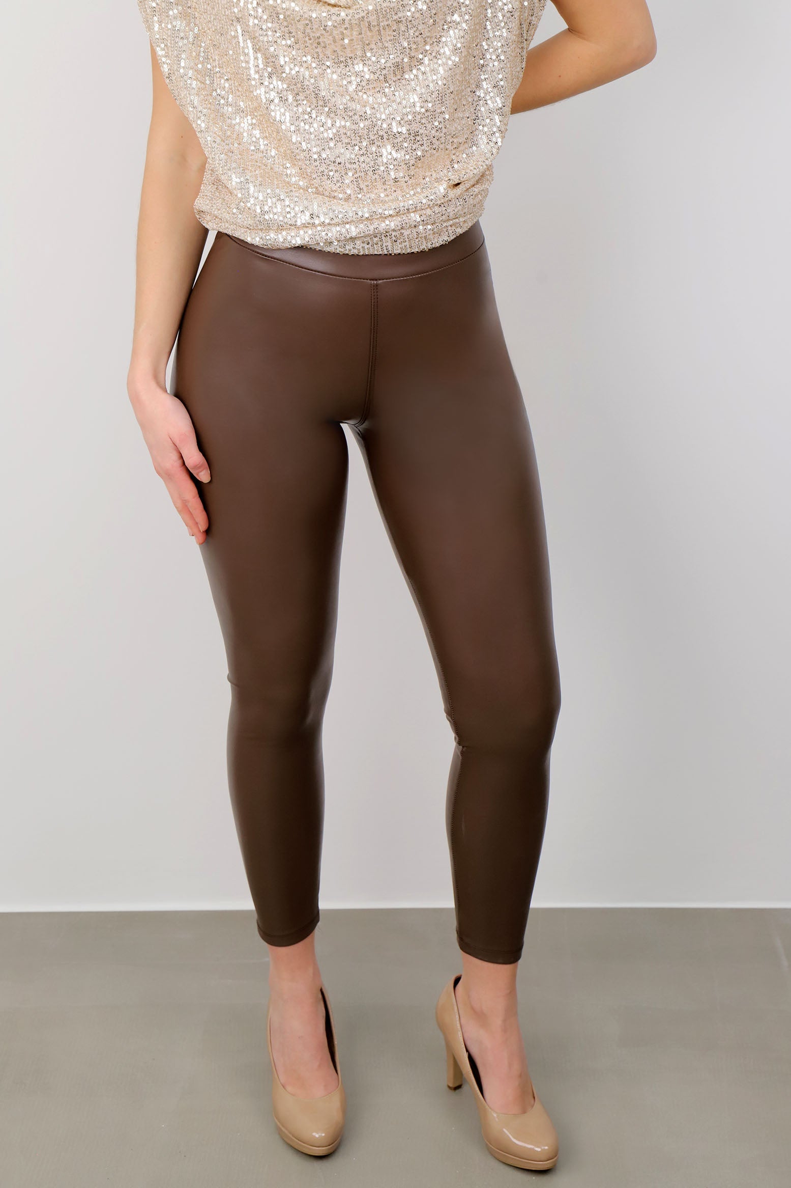 Vegane Leder Leggings - Braun