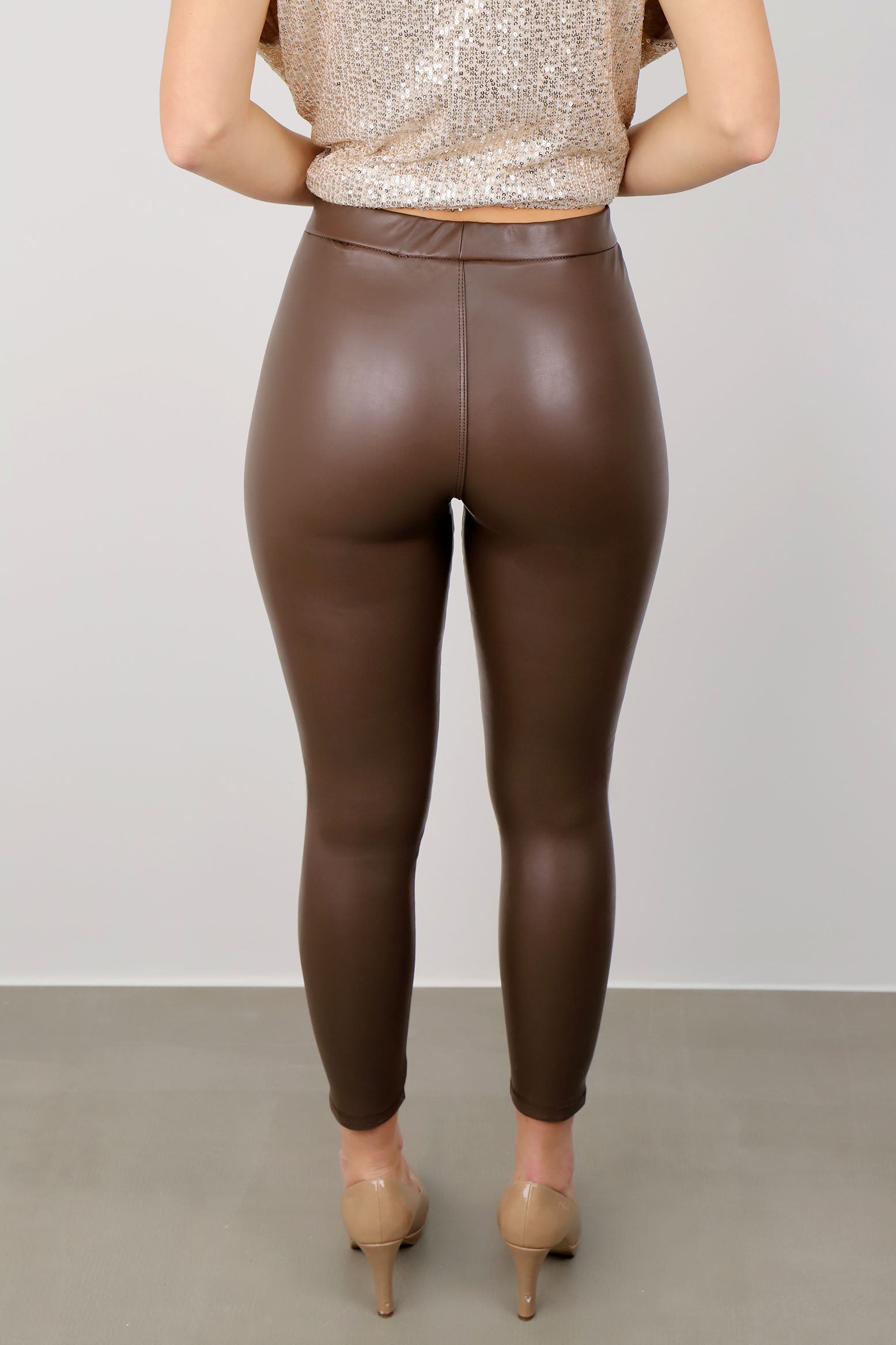 Vegane Leder Leggings - Braun