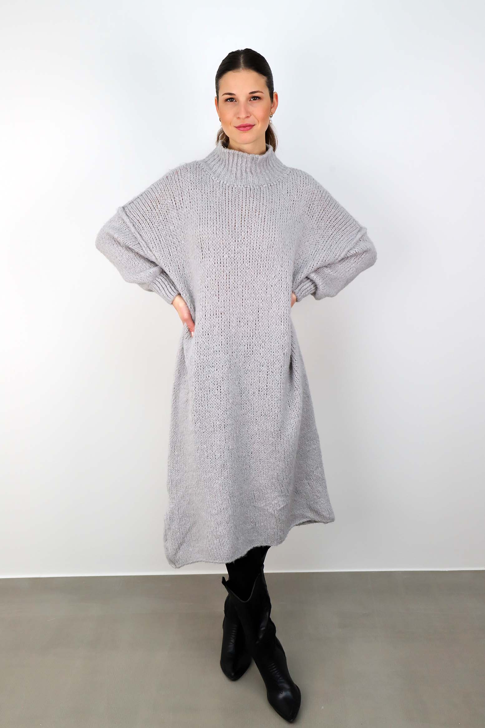Strickkleid "Naht" - Grau