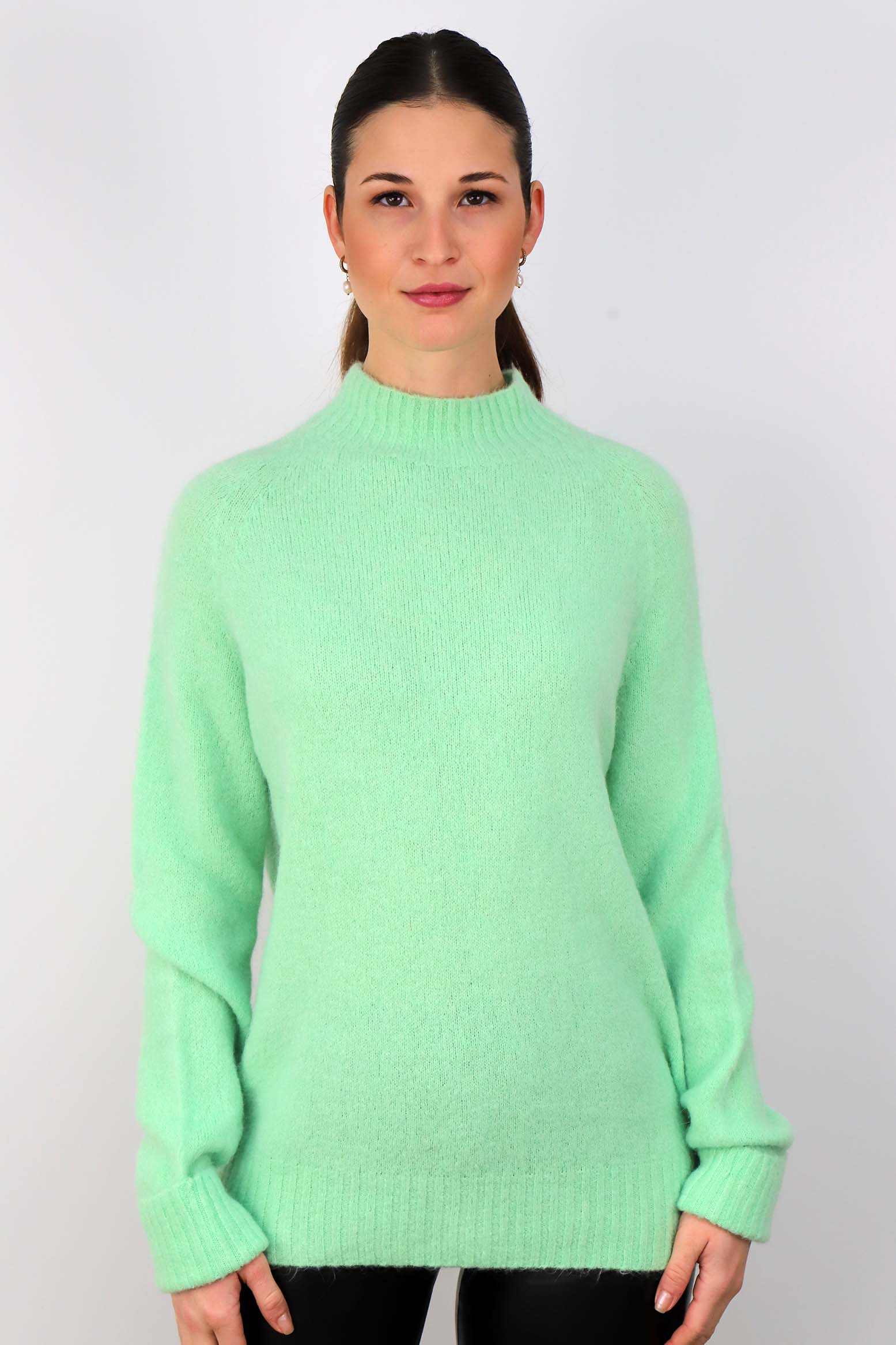 Strickpullover aus Alpaka und Wolle "Design" - Hellgrün