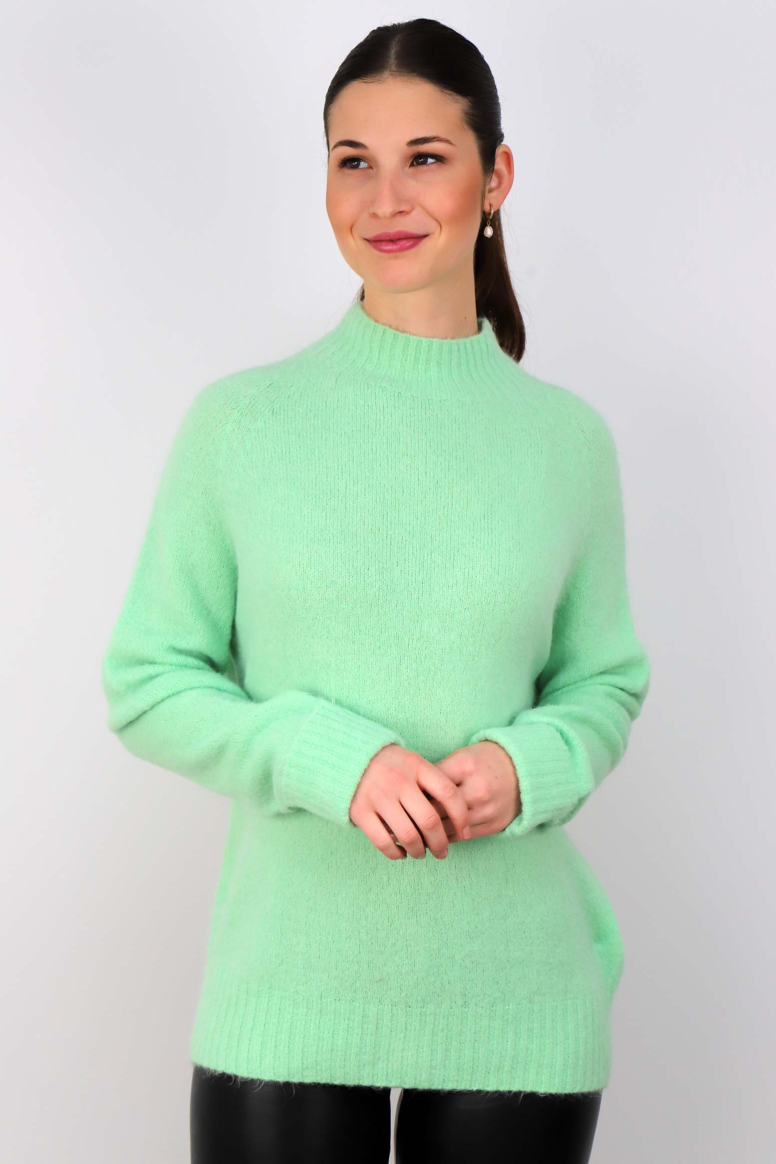 Strickpullover aus Alpaka und Wolle "Design" - Hellgrün