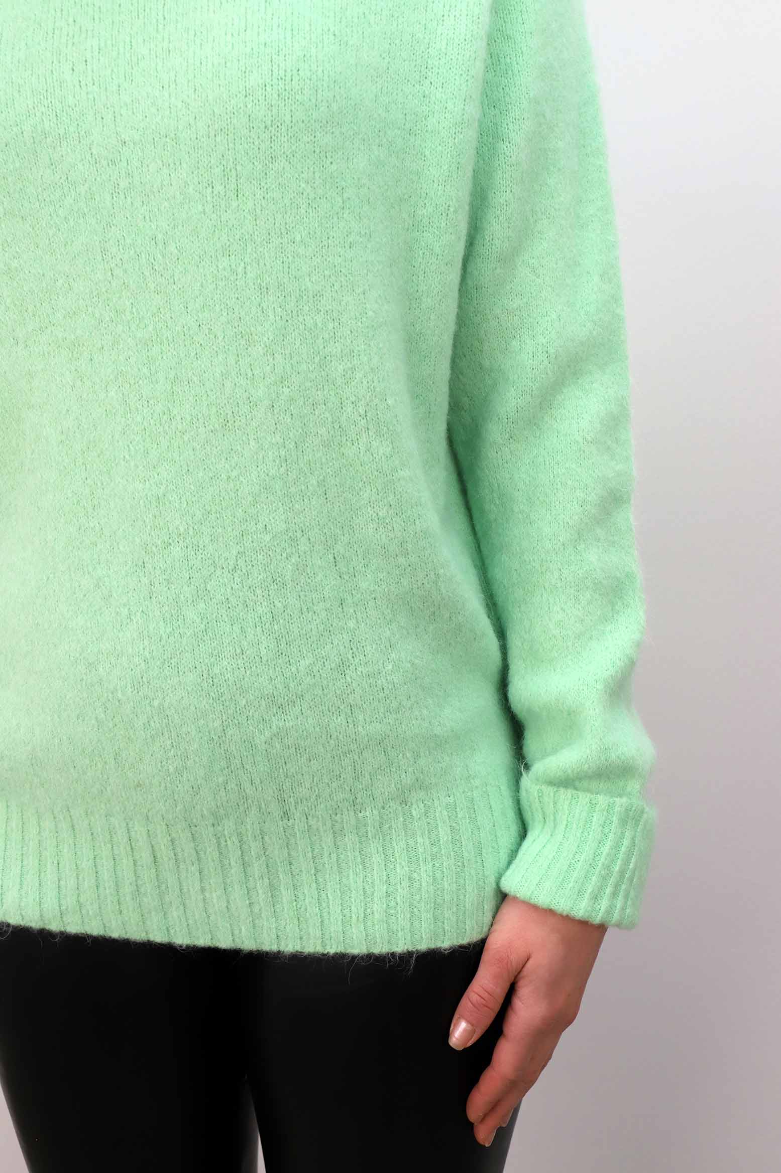 Strickpullover aus Alpaka und Wolle "Design" - Hellgrün