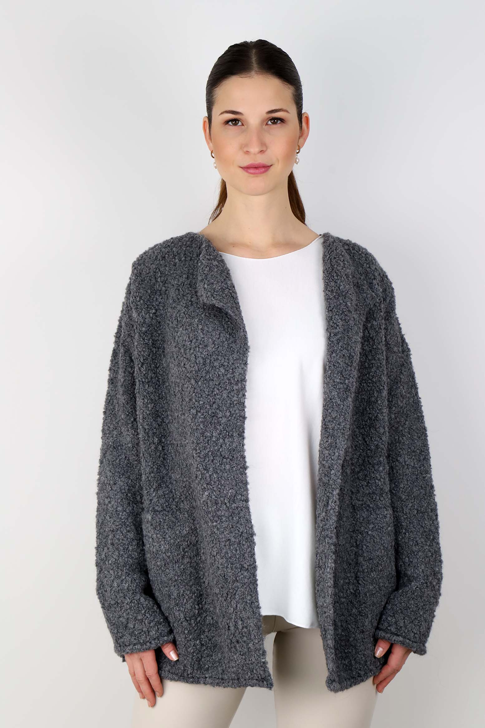 Strickjacke "Bouclee" - Anthrazit